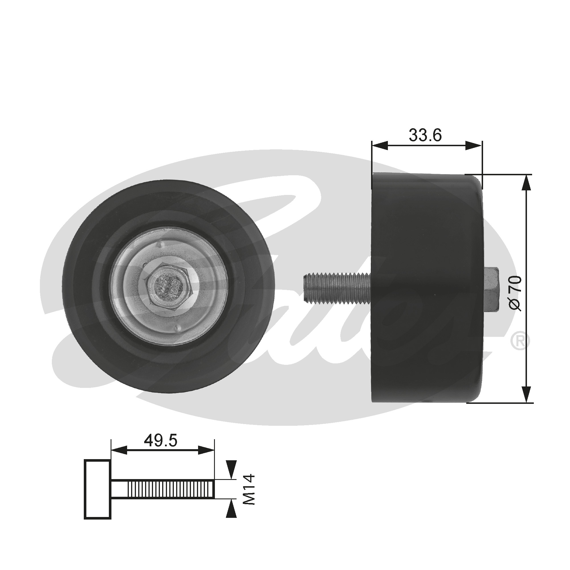 GATES Medløberhjul, multi-V-rem t36174 for TOYOTA LEXUS