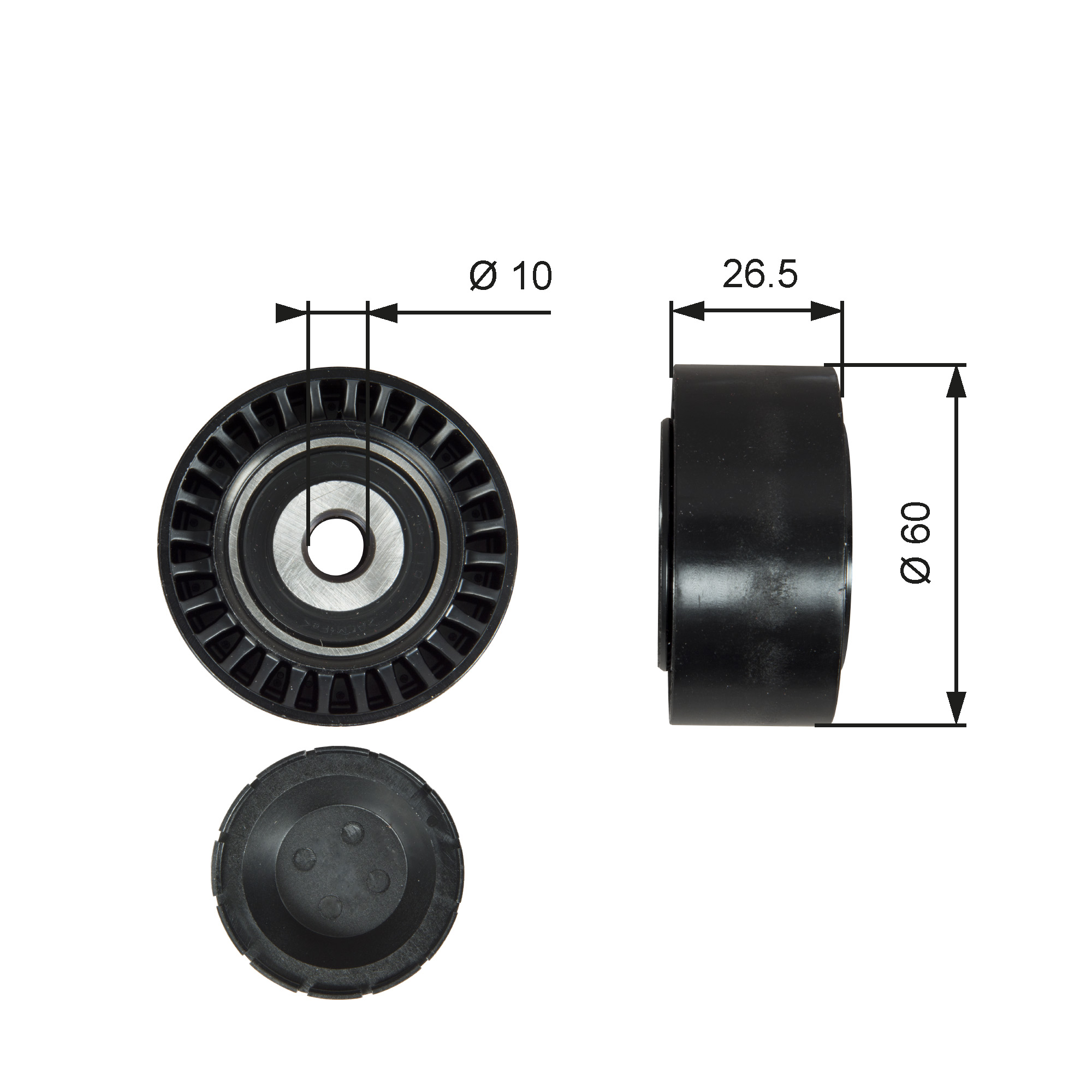 GATES Medløberhjul, multi-V-rem t36190 for PEUGEOT VAUXHALL DS FIAT