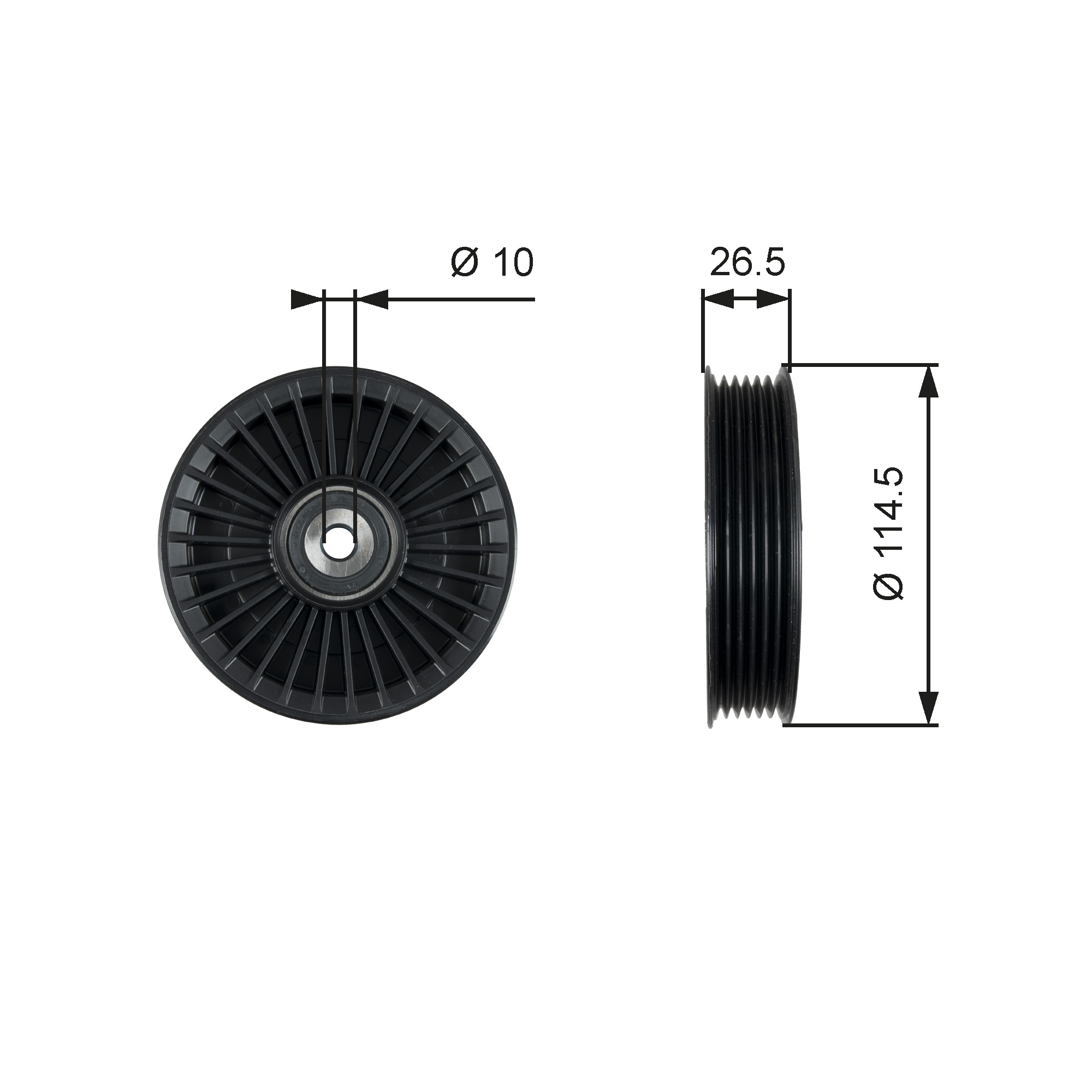 GATES Medløberhjul, multi-V-rem t36212 for VAUXHALL MERCEDES-BENZ INFINITI