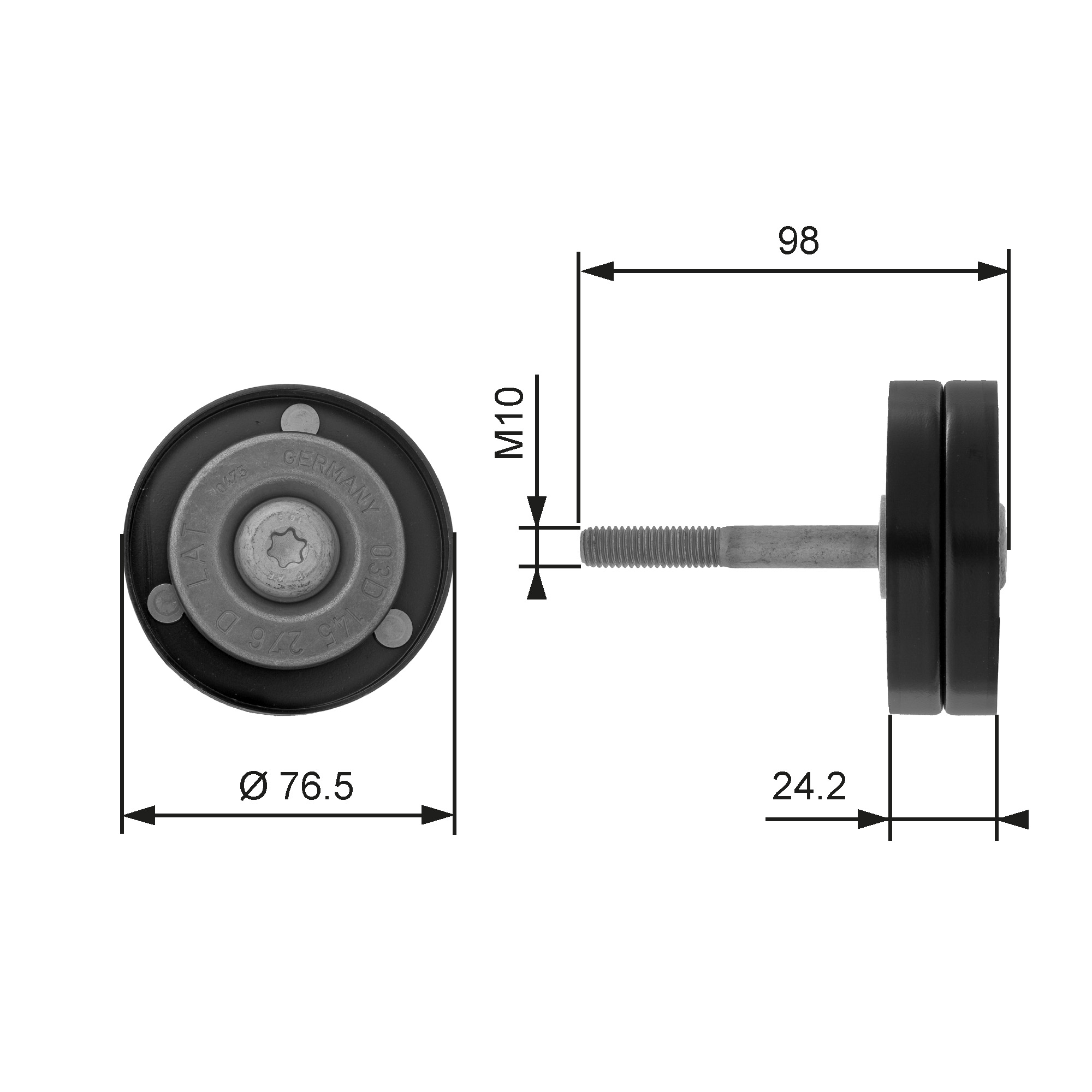 GATES Medløberhjul, multi-V-rem t36232 for VW SKODA