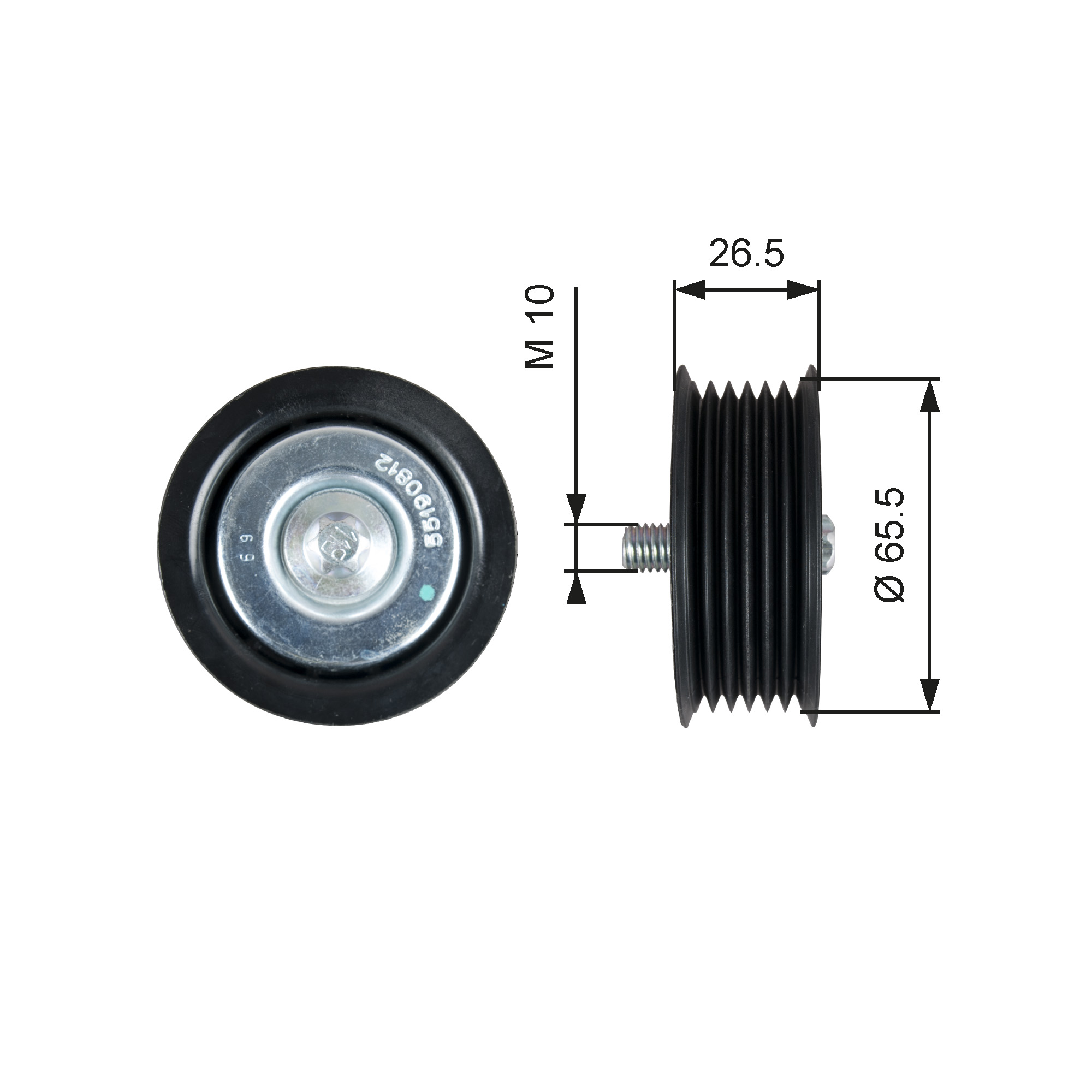 GATES Medløberhjul, multi-V-rem t36261 for FORD CADILLAC FIAT VAUXHALL SUZUKI