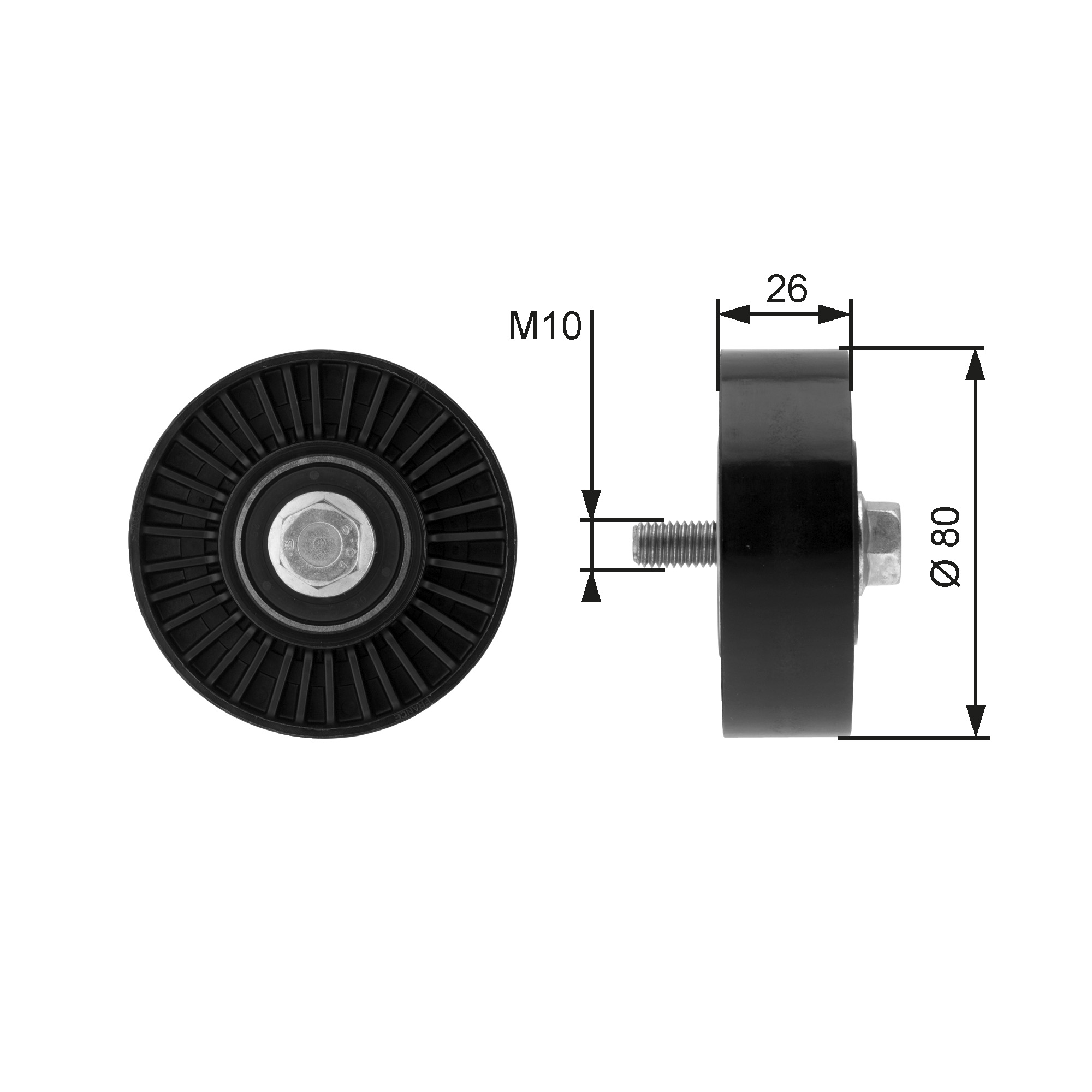 GATES Medløberhjul, multi-V-rem t36369 for BMW