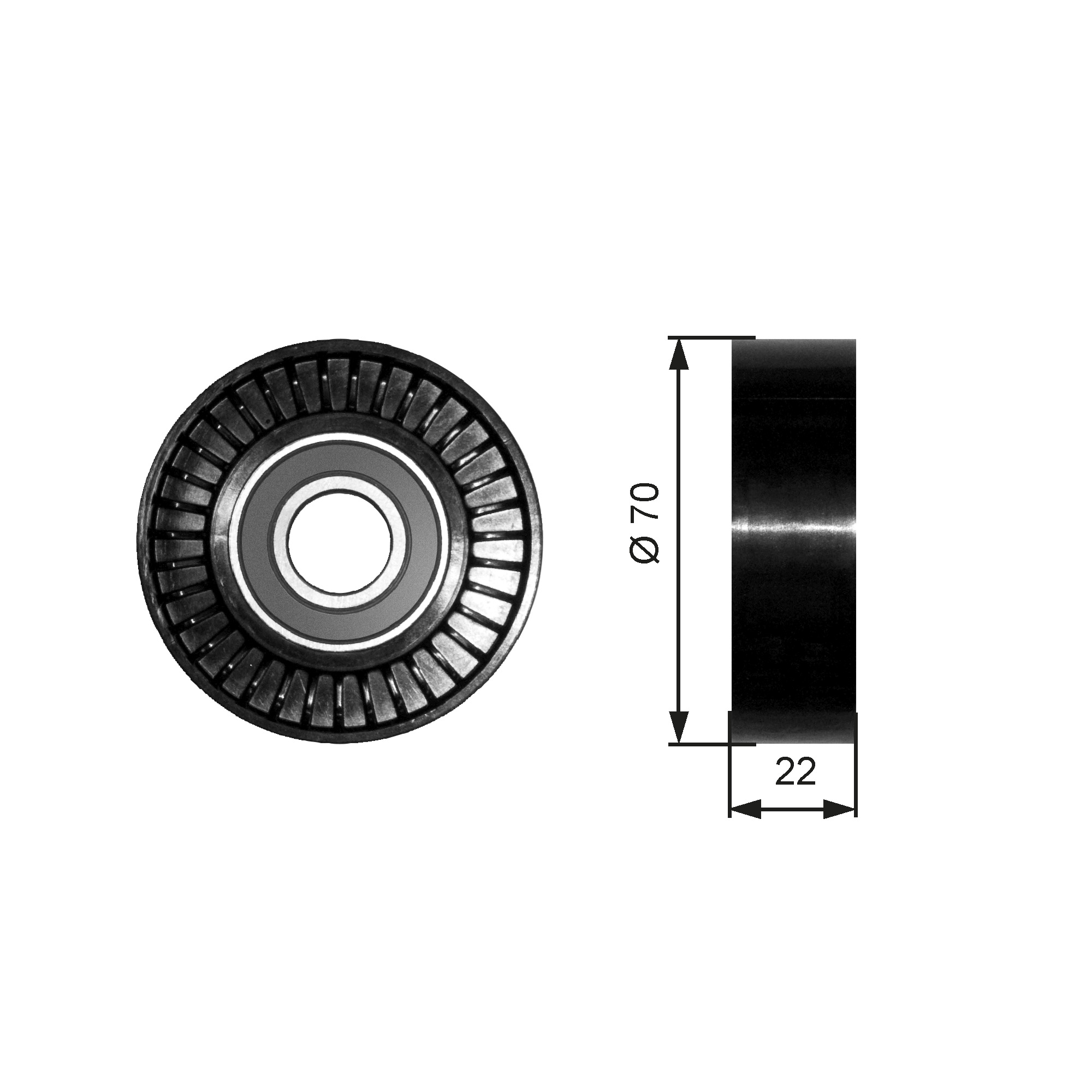 GATES Medløberhjul, multi-V-rem t36252 for MERCEDES-BENZ