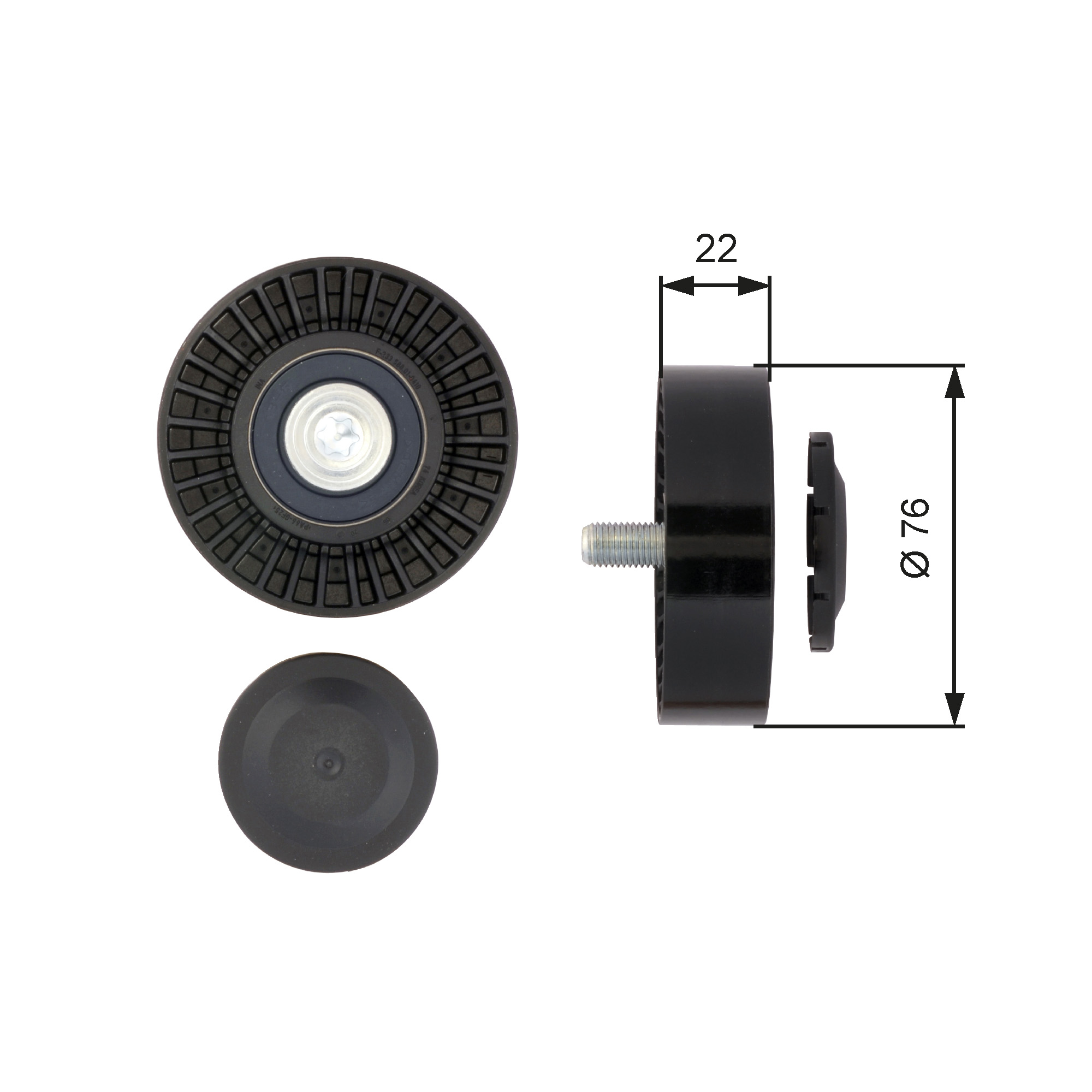 GATES Medløberhjul, multi-V-rem t36389 for KIA