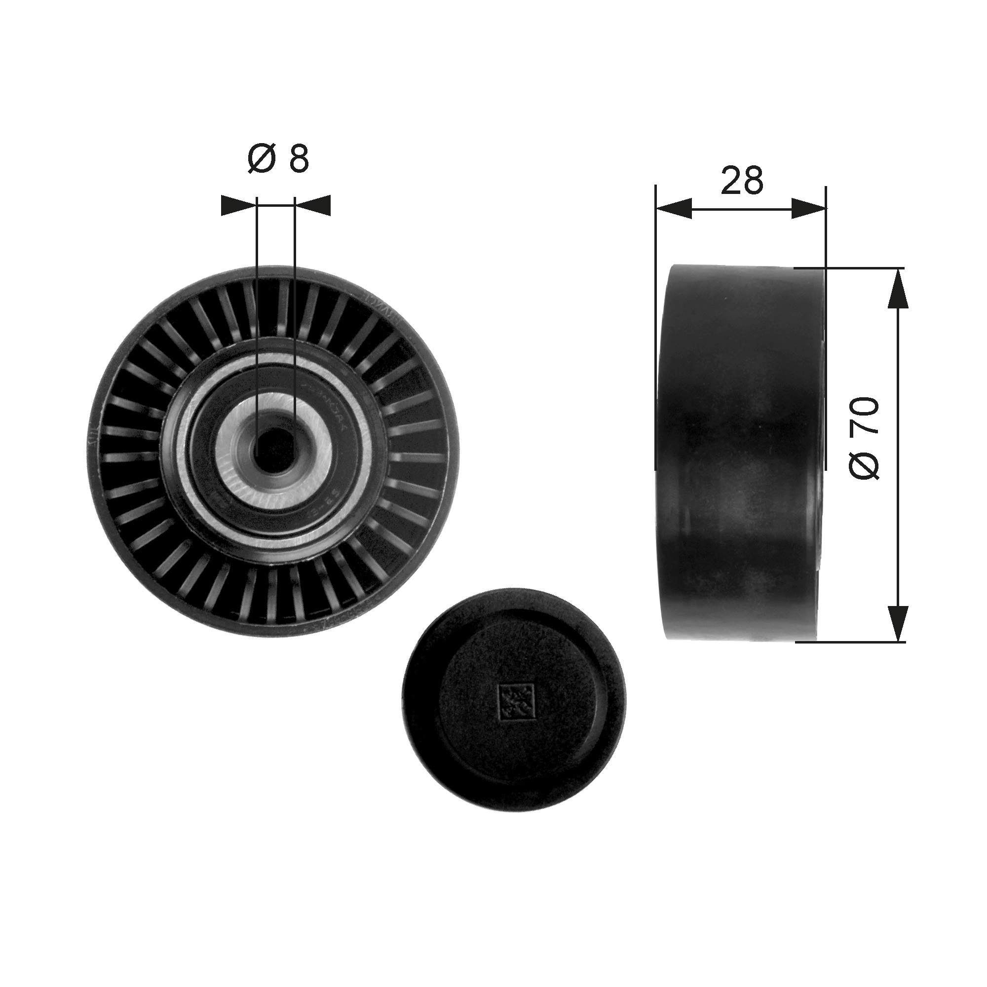 GATES Medløberhjul, multi-V-rem t36248 for VW