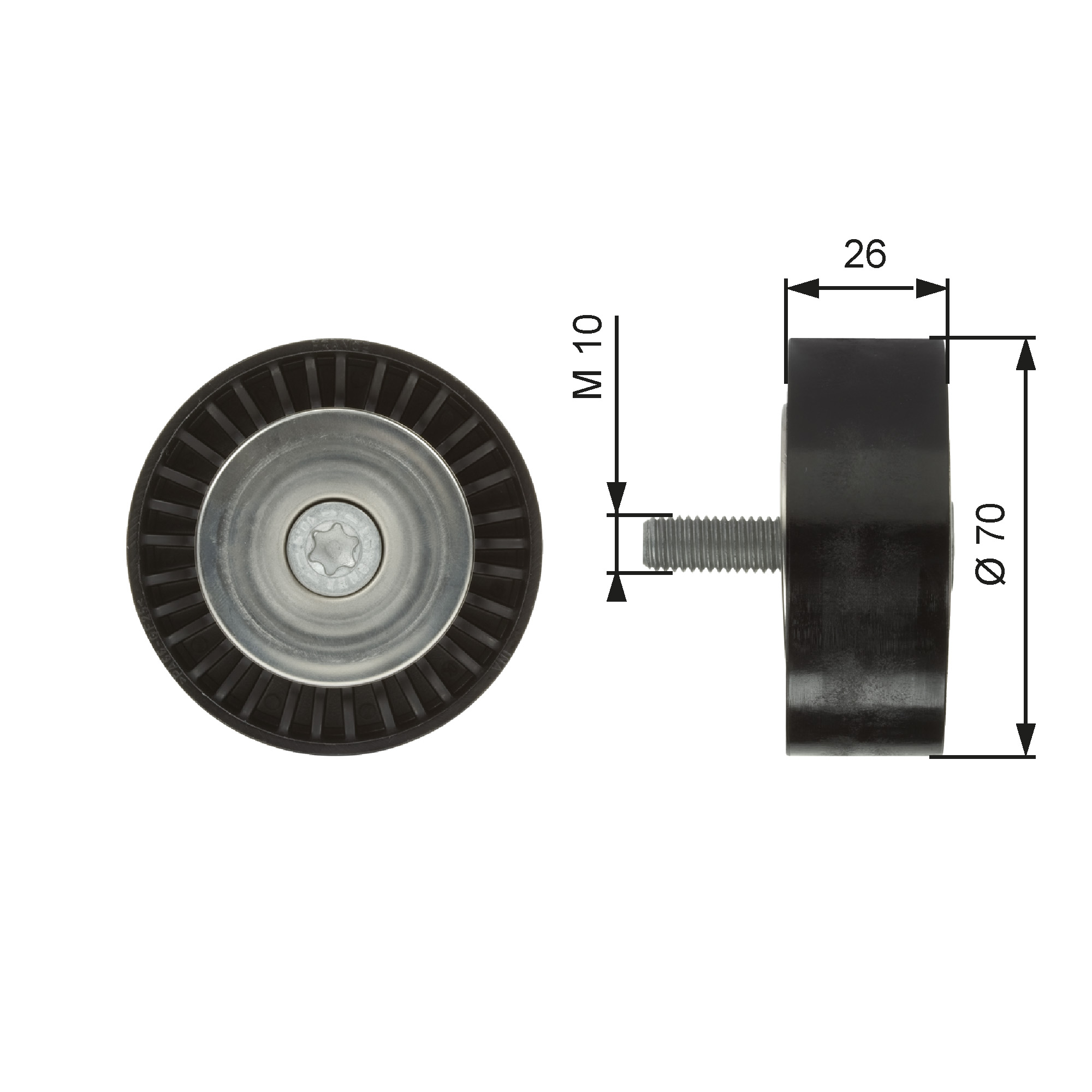 GATES Medløberhjul, multi-V-rem t36260 for VAUXHALL CADILLAC LANCIA ALFA ROMEO SAAB FIAT SUZUKI