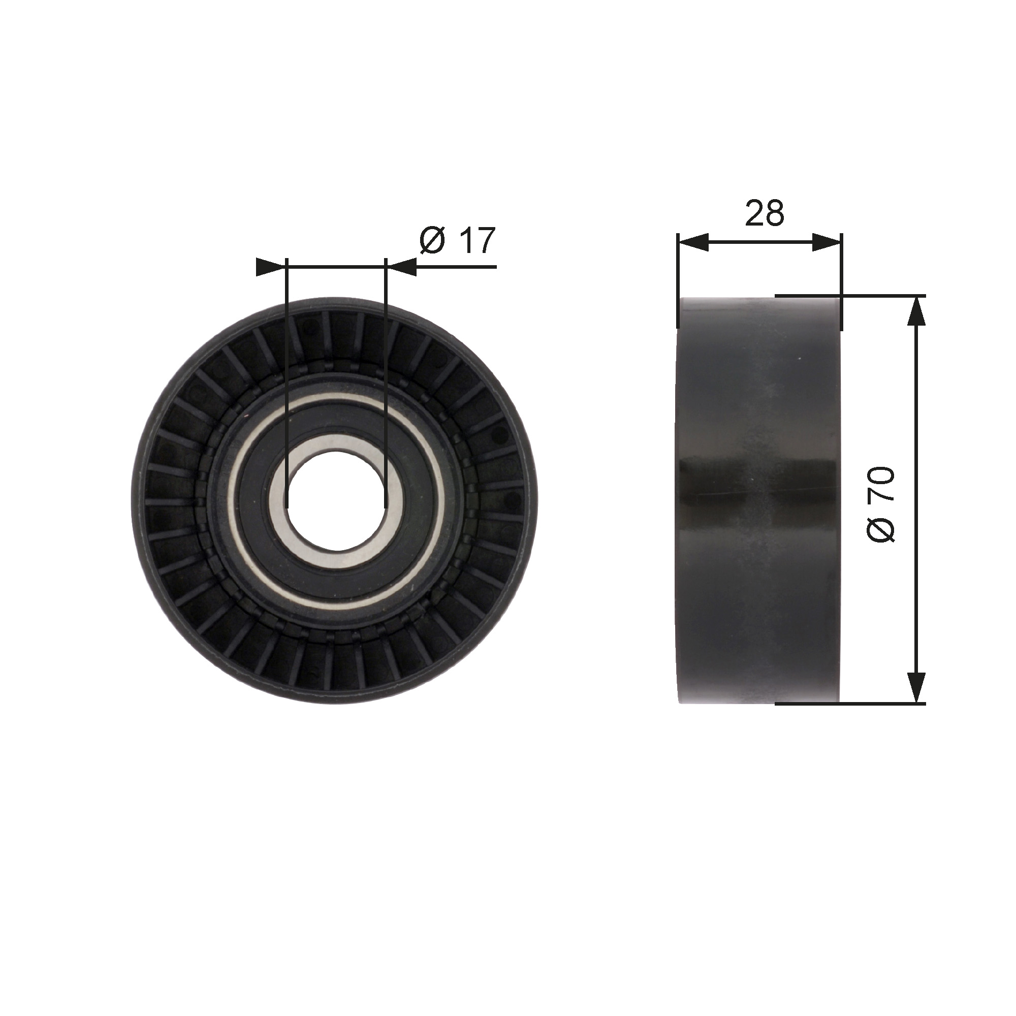 GATES Medløberhjul, multi-V-rem t36379 for LEXUS
