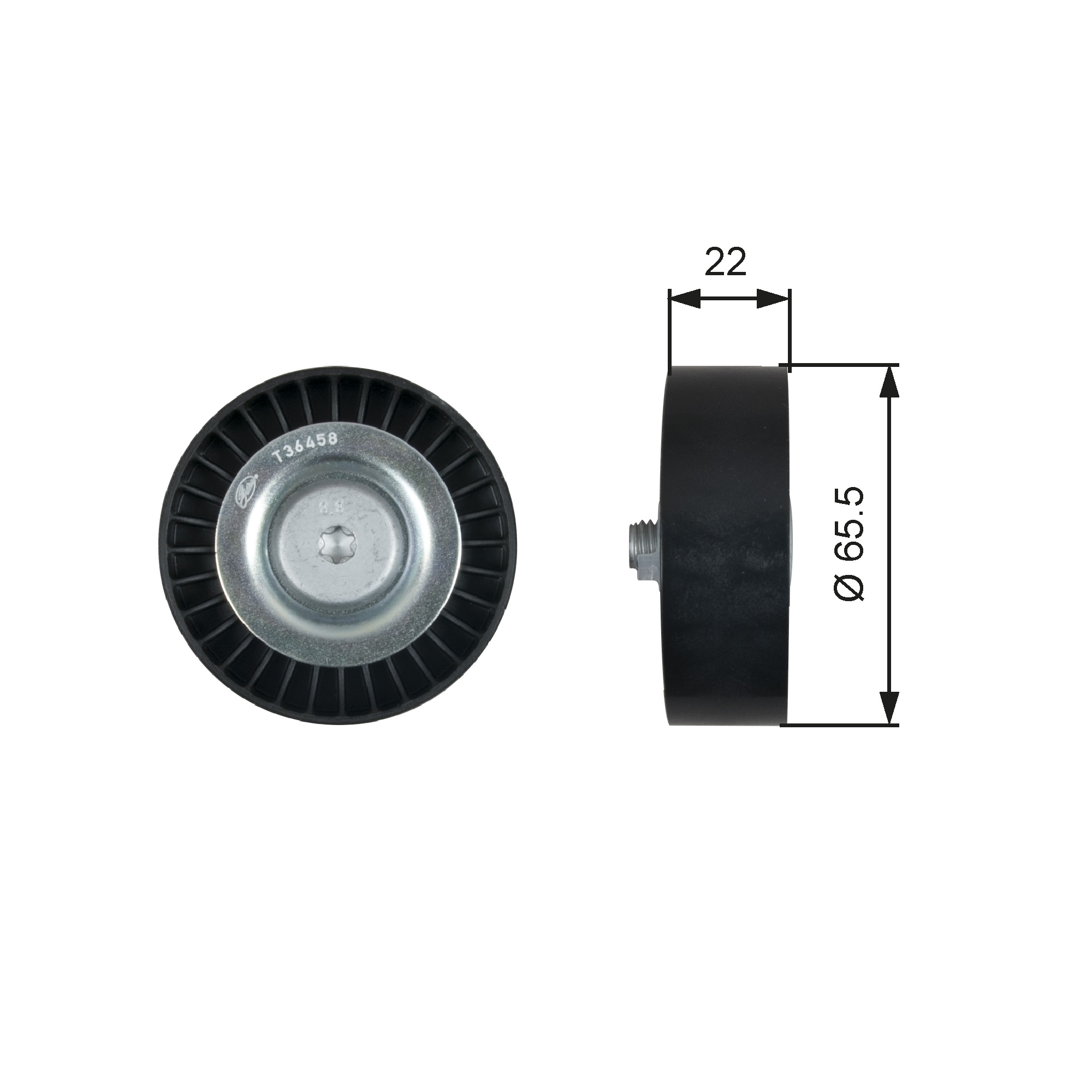 GATES Medløberhjul, multi-V-rem t36458 for HYUNDAI KIA