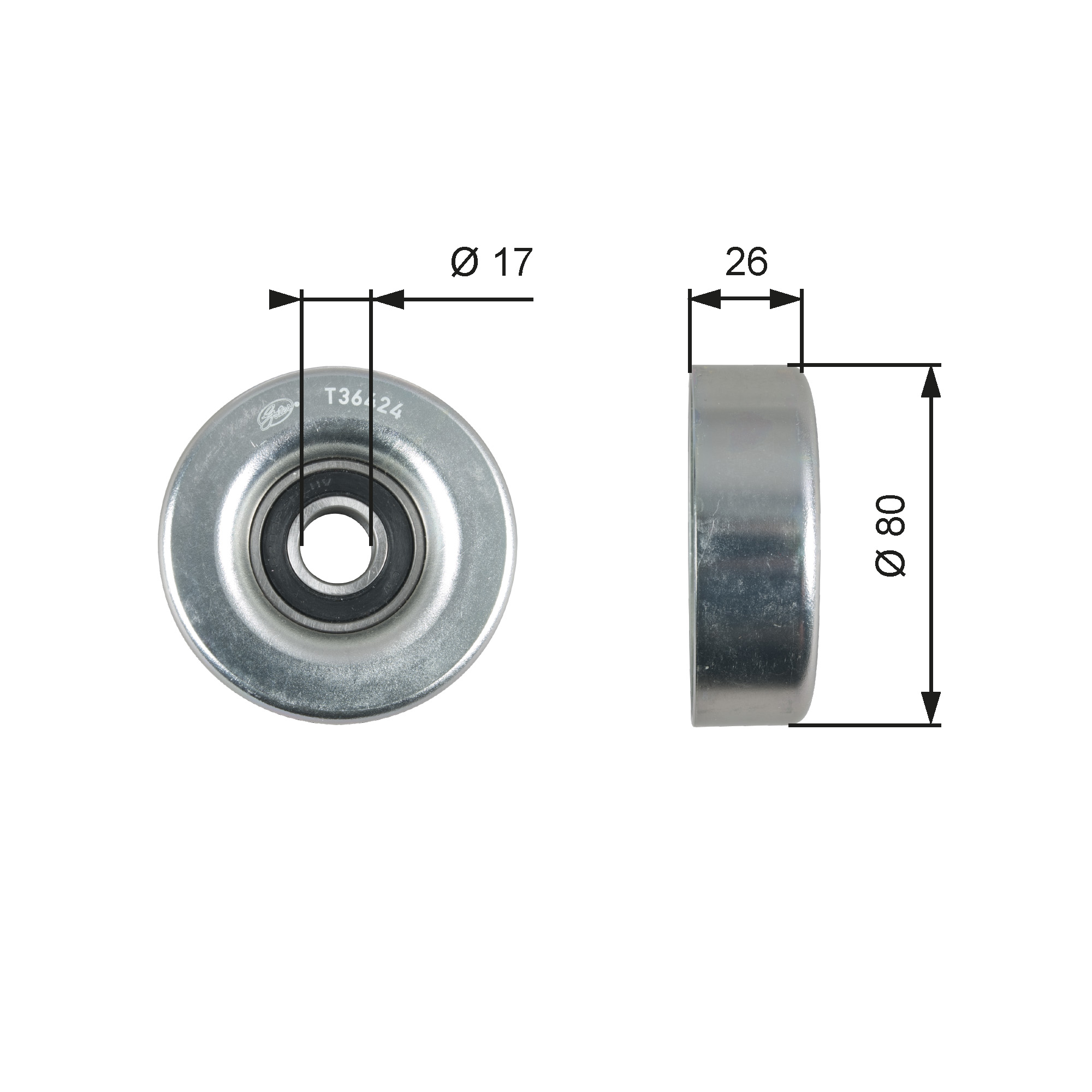 GATES Medløberhjul, multi-V-rem t36424 for HONDA