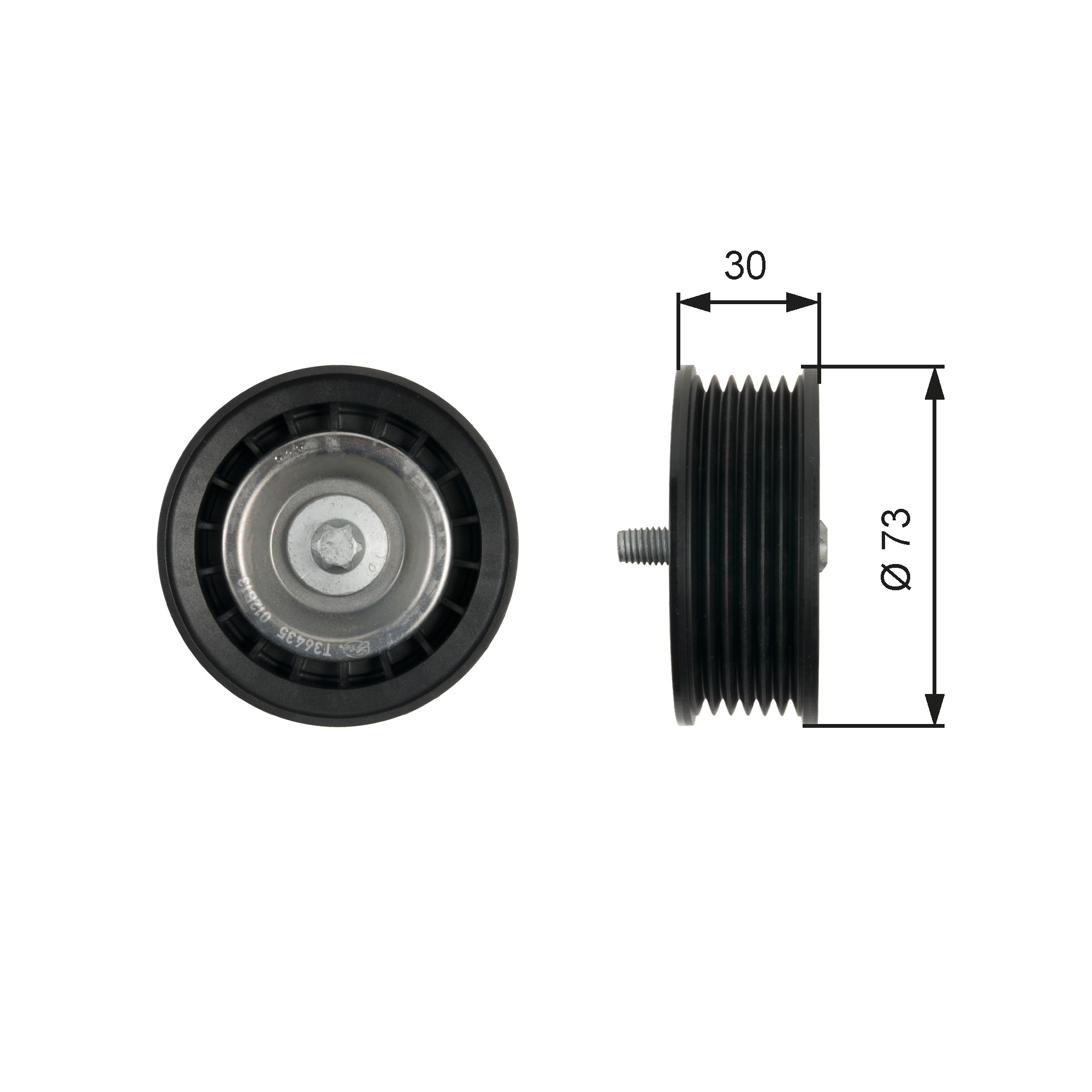 GATES Medløberhjul, multi-V-rem t36435 for MERCEDES-BENZ