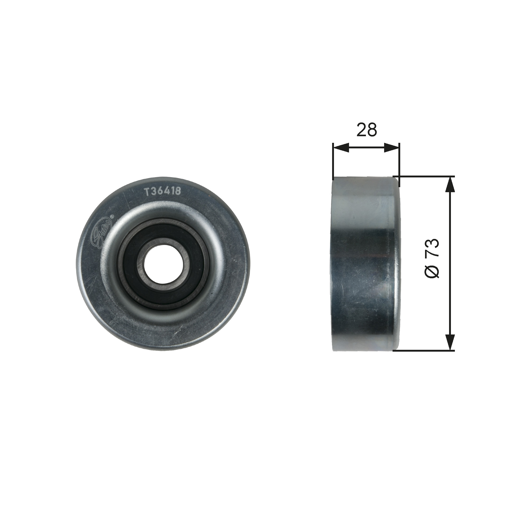 GATES Medløberhjul, multi-V-rem t36418 for MAZDA