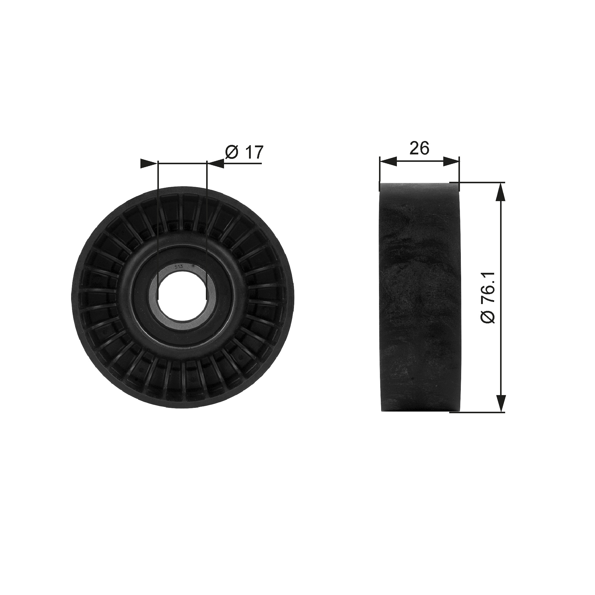 GATES Medløberhjul, multi-V-rem t38015 for GENERAL MOTORS FORD USA