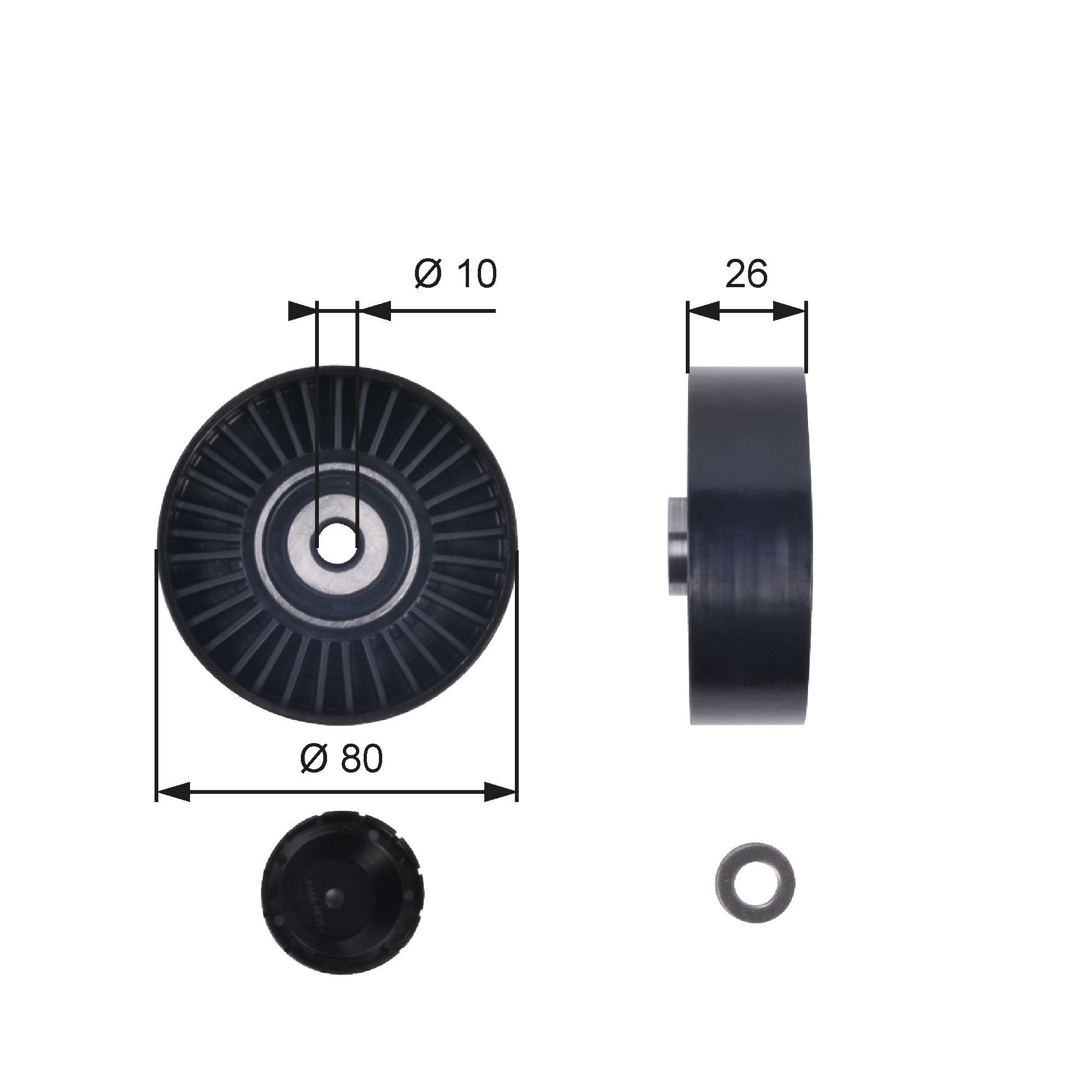 GATES Medløberhjul, multi-V-rem t36006 for FIAT LANCIA ALFA ROMEO