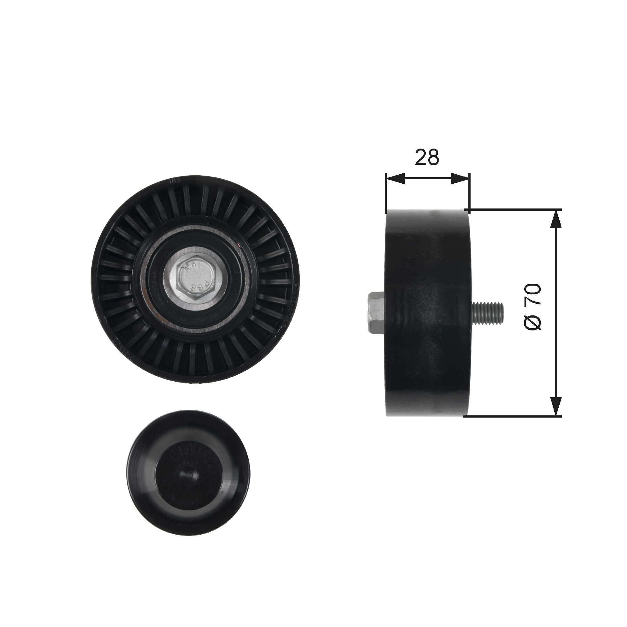 GATES Medløberhjul, multi-V-rem t36430 for JEEP MITSUBISHI