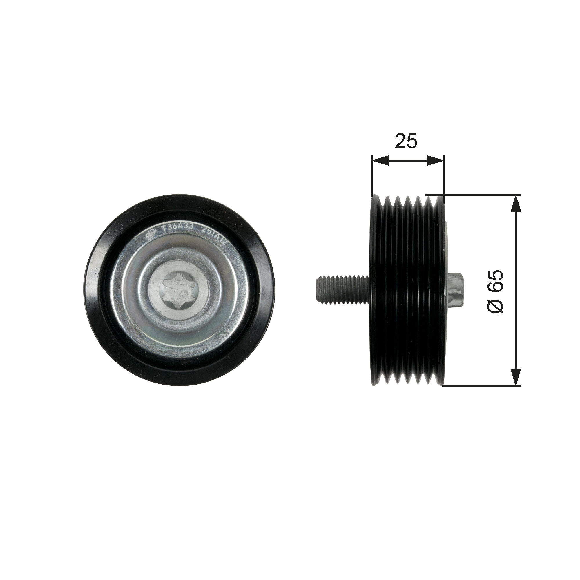 GATES Medløberhjul, multi-V-rem t36433 for MERCEDES-BENZ