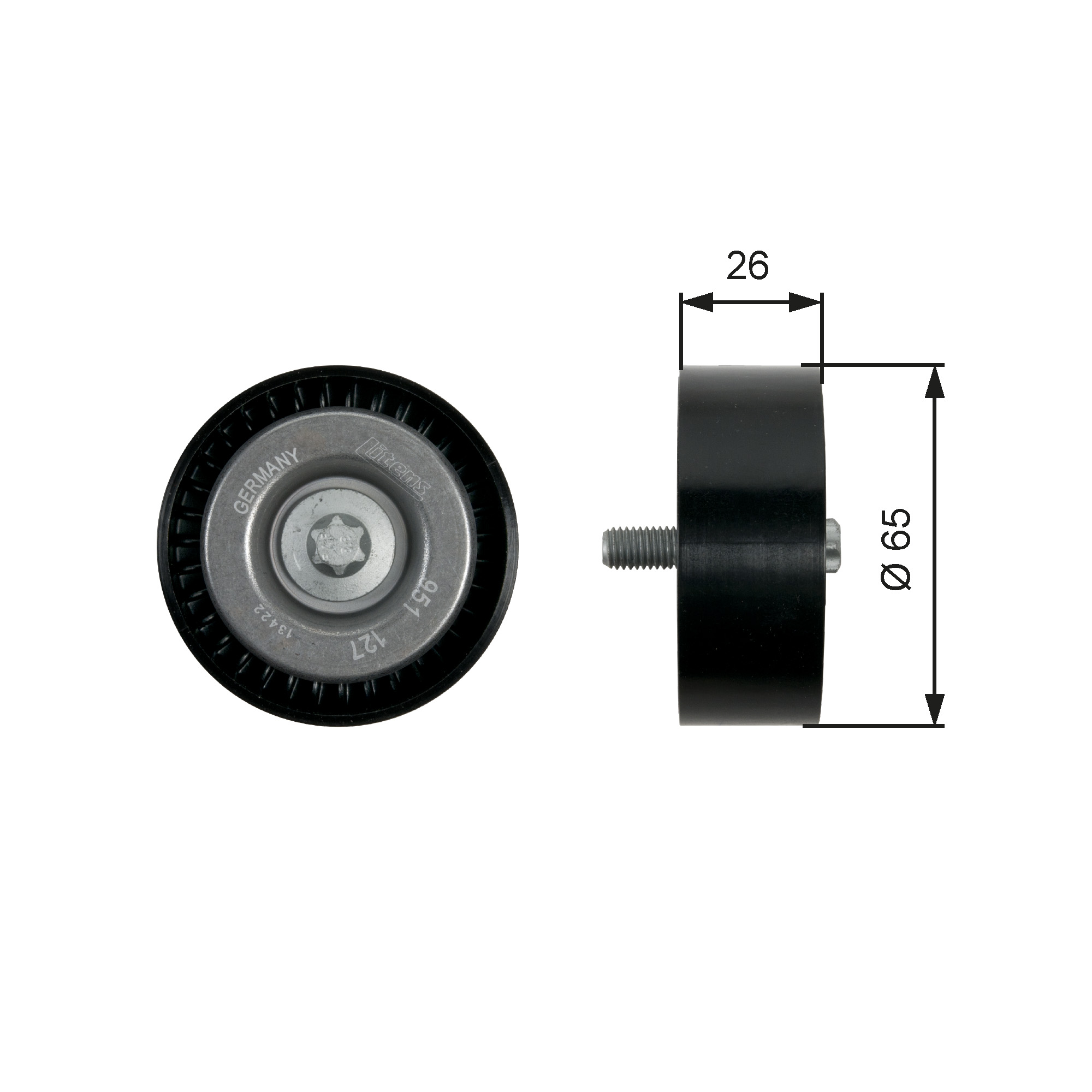 GATES Medløberhjul, multi-V-rem t36437 for MERCEDES-BENZ