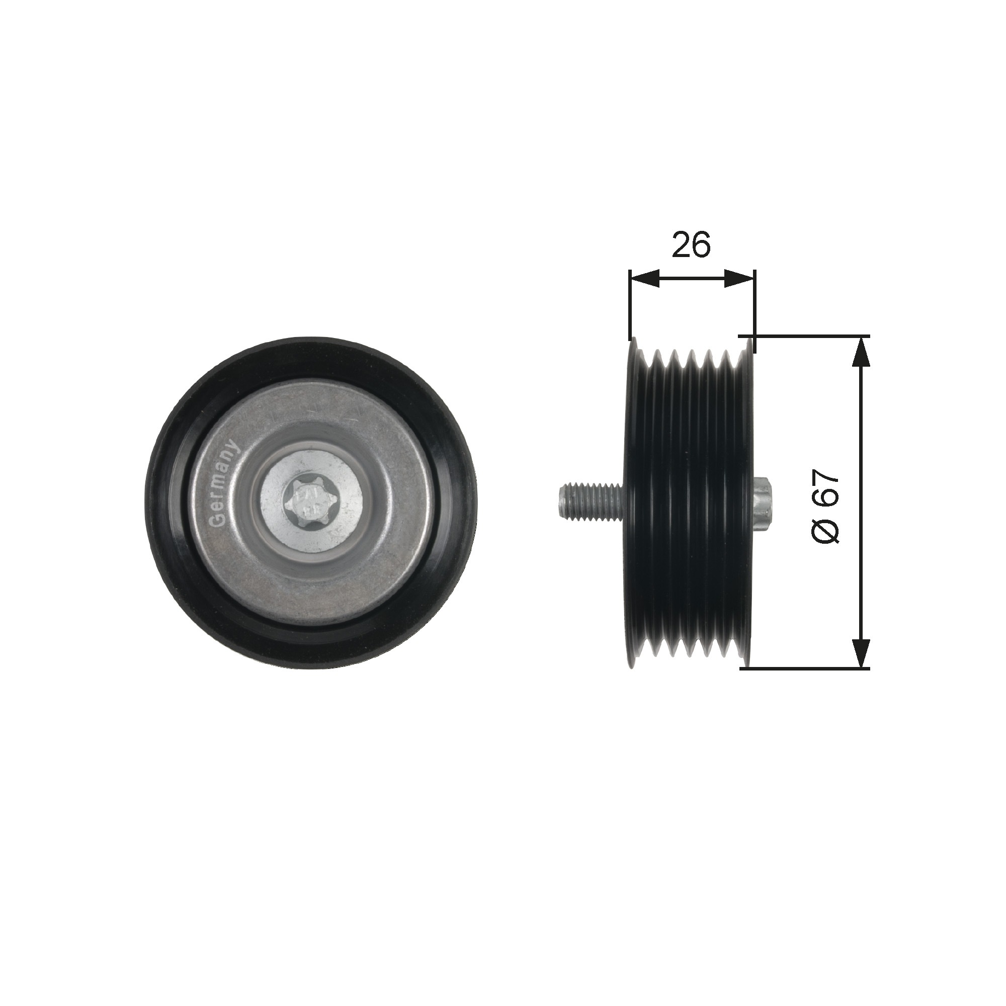 GATES Medløberhjul, multi-V-rem t36438 for MERCEDES-BENZ