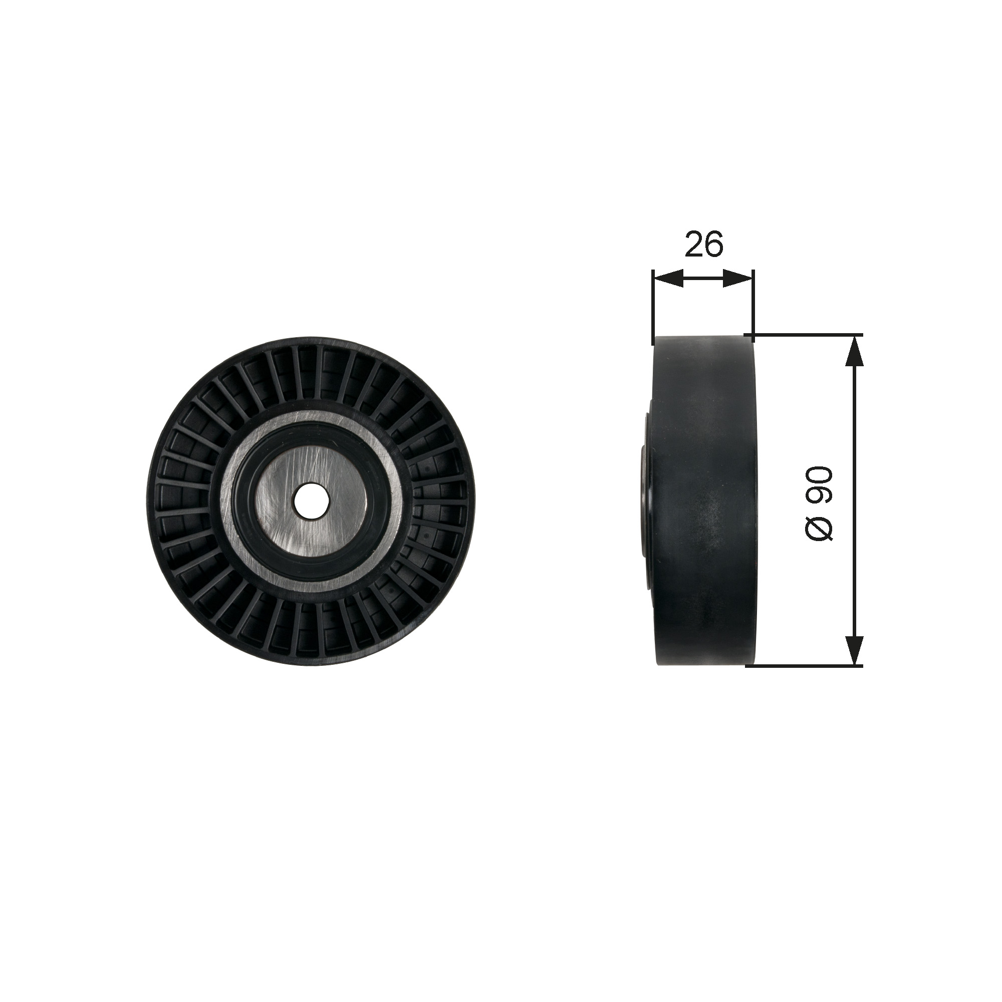 GATES Medløberhjul, multi-V-rem t36461 for VW