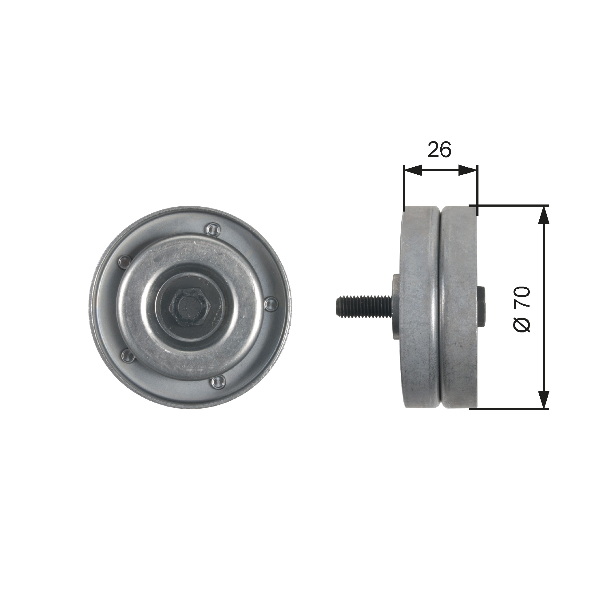 GATES Medløberhjul, multi-V-rem t36466 for VW