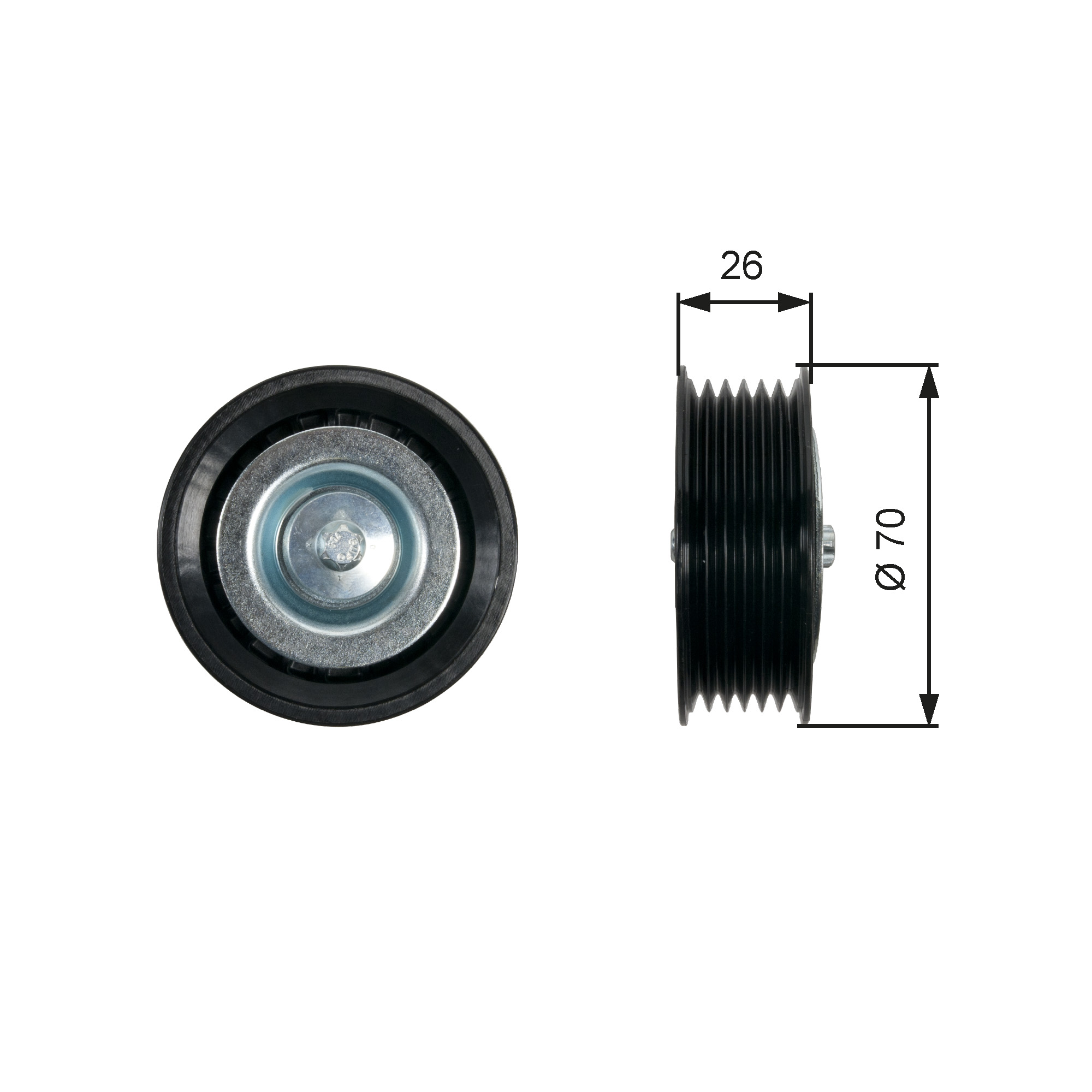 GATES Medløberhjul, multi-V-rem t36469 for LANCIA