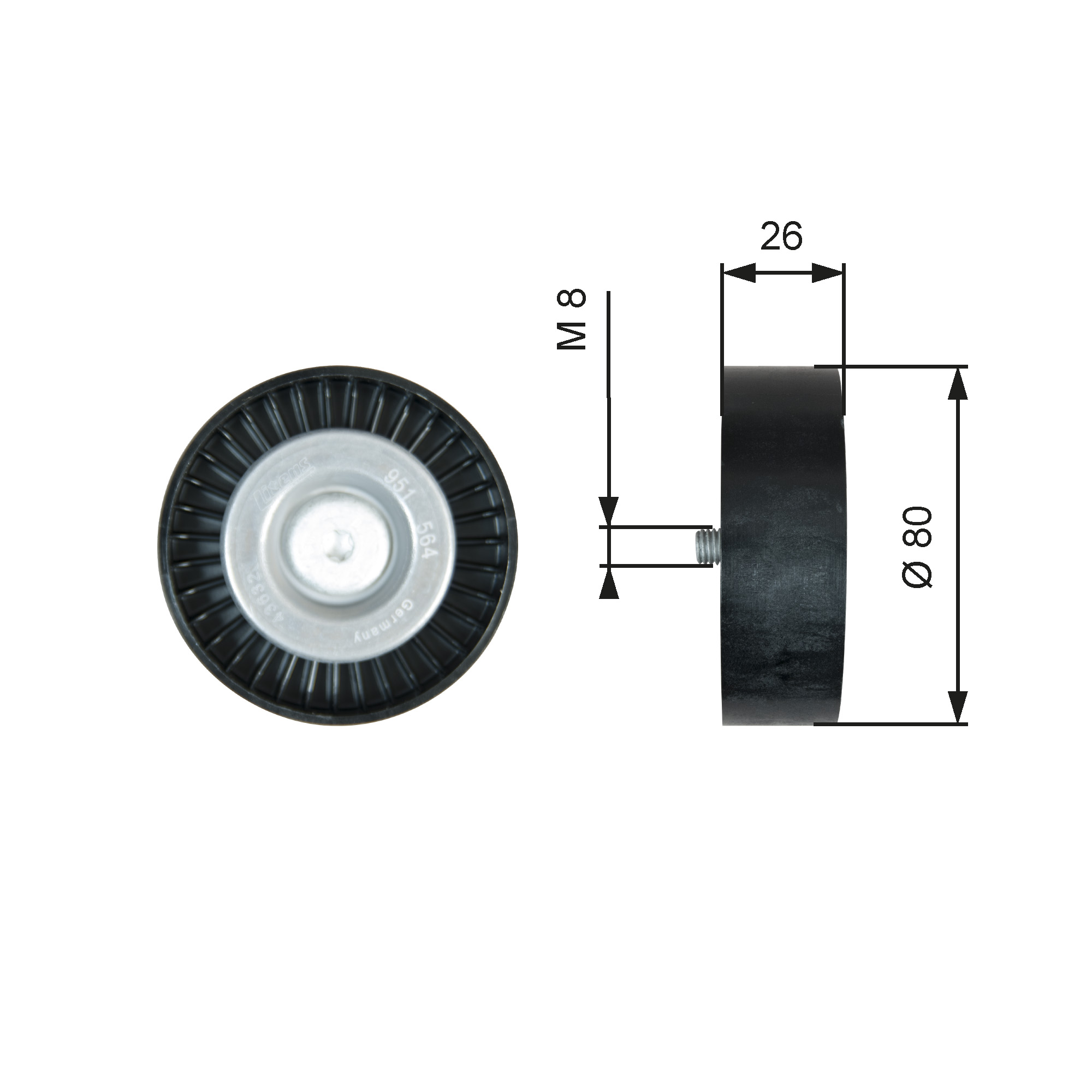 GATES Medløberhjul, multi-V-rem t36367 for VOLVO LAND ROVER