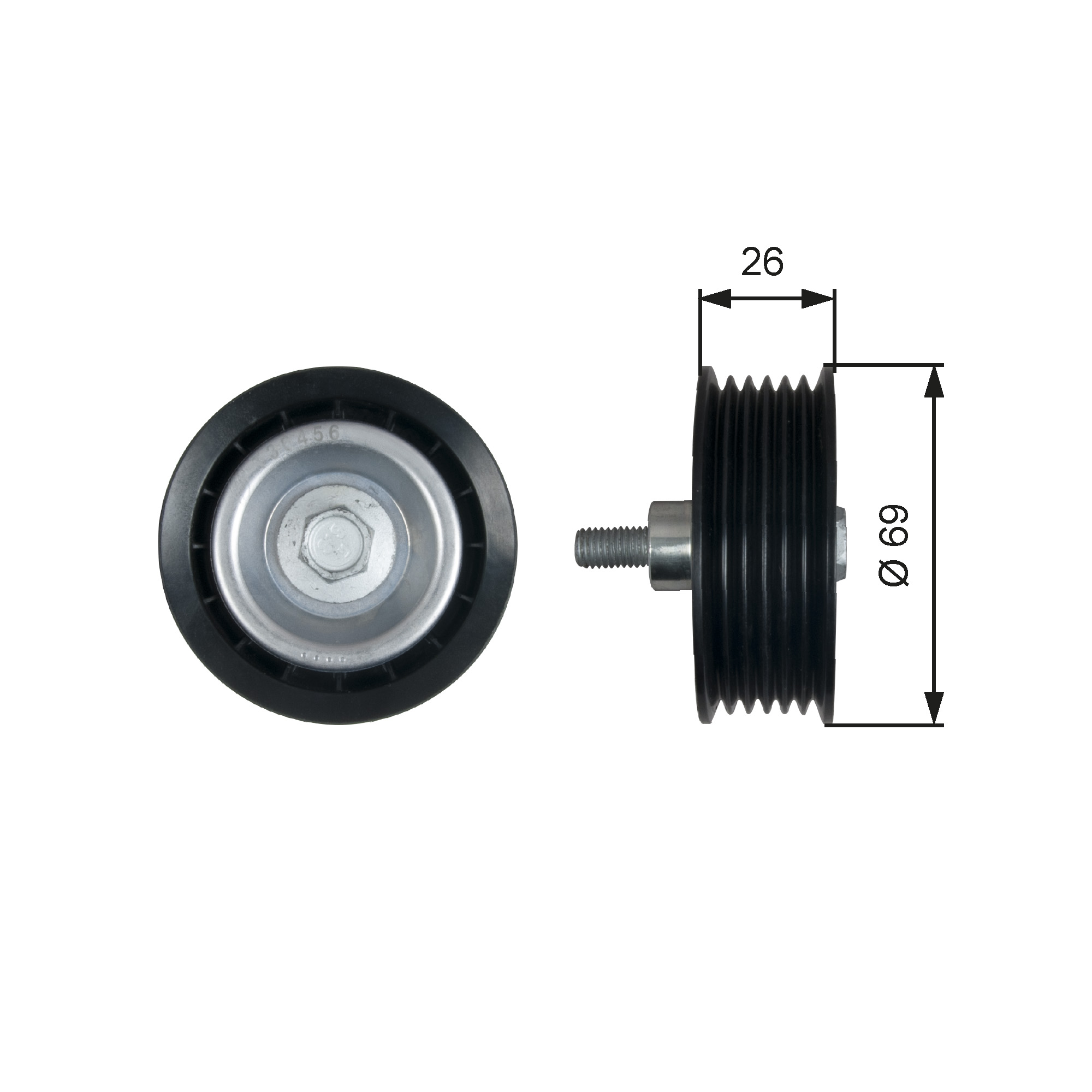 GATES Medløberhjul, multi-V-rem t36456 for FORD FORD ASIA & OCEANIA PEUGEOT FIAT