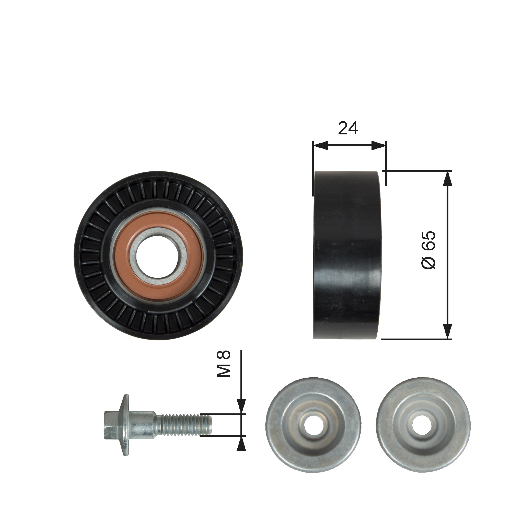 GATES Medløberhjul, multi-V-rem t36493 for FORD