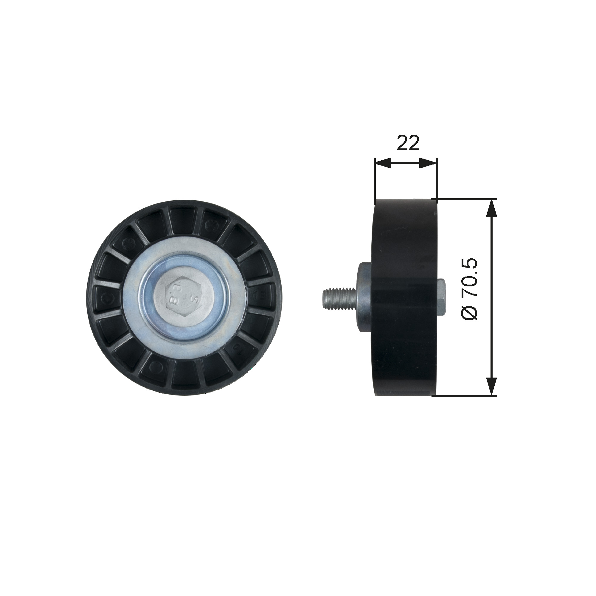 GATES Medløberhjul, multi-V-rem t36607 for IVECO FIAT PEUGEOT