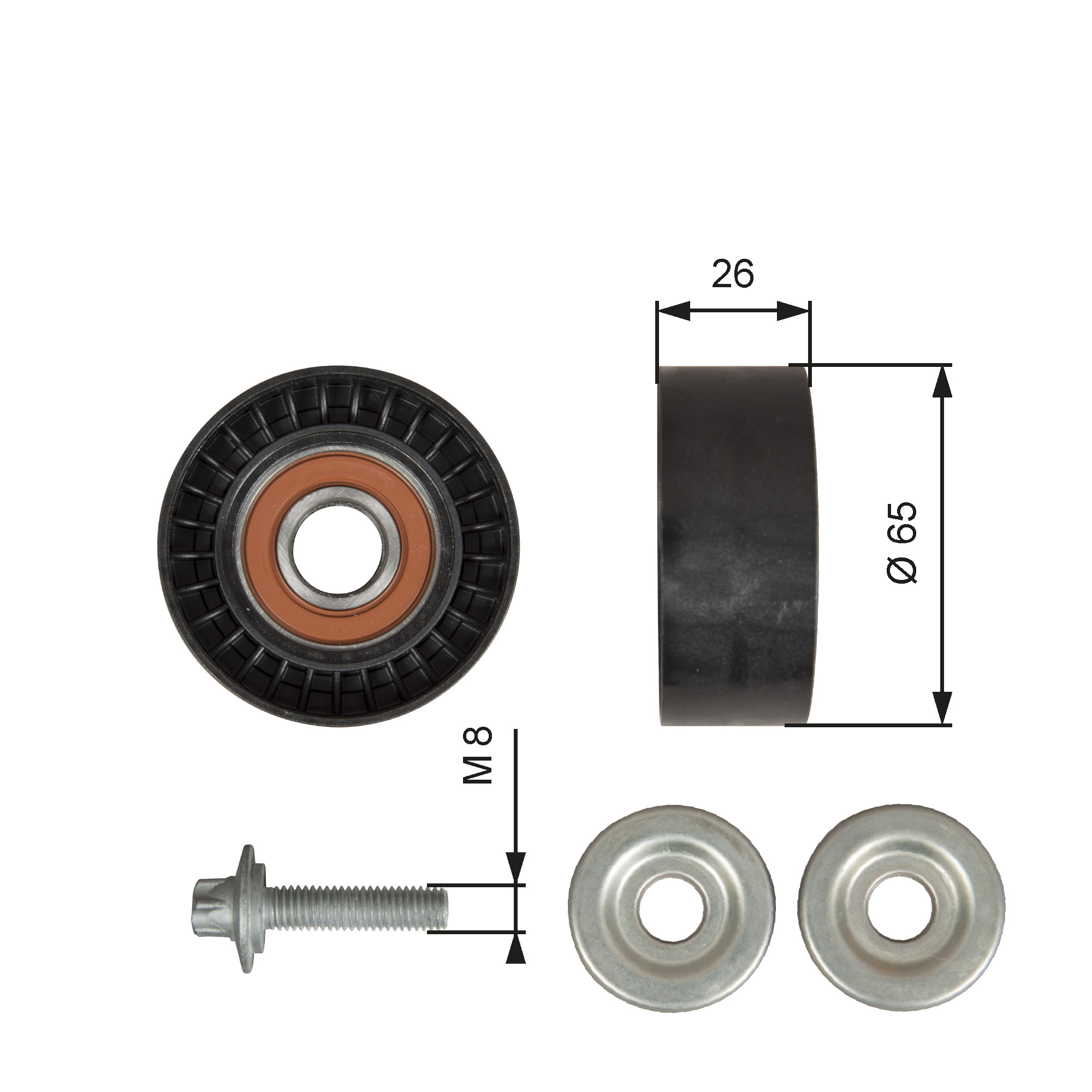 GATES Medløberhjul, multi-V-rem t36618 for MERCEDES-BENZ NISSAN INFINITI