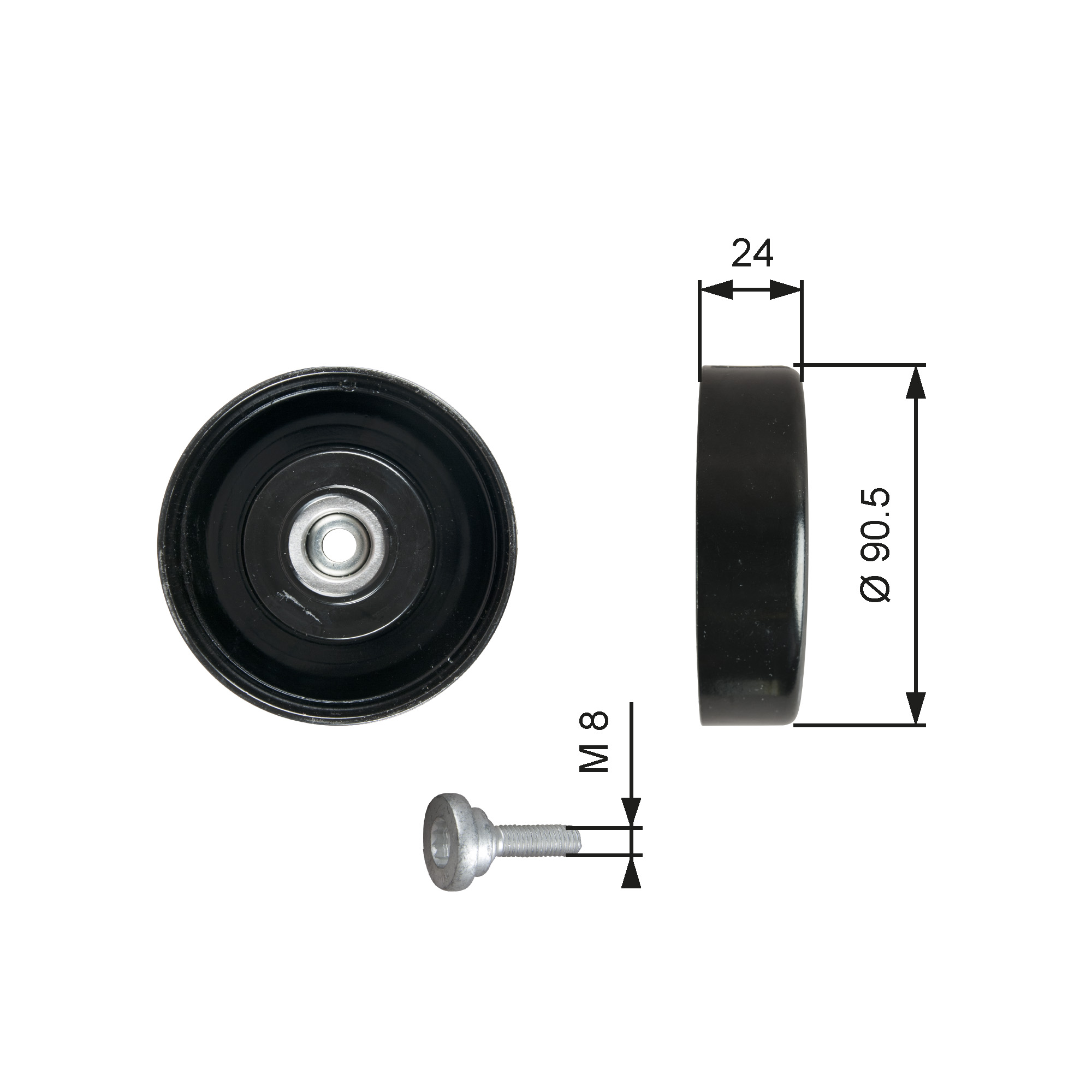 GATES Medløberhjul, multi-V-rem t36251 for VW AUDI