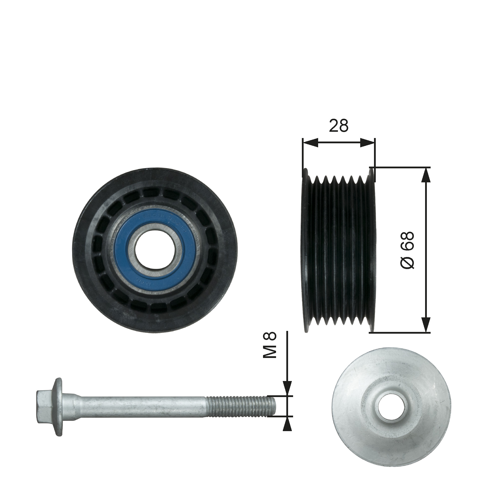 GATES Medløberhjul, multi-V-rem t36731 for MERCEDES-BENZ