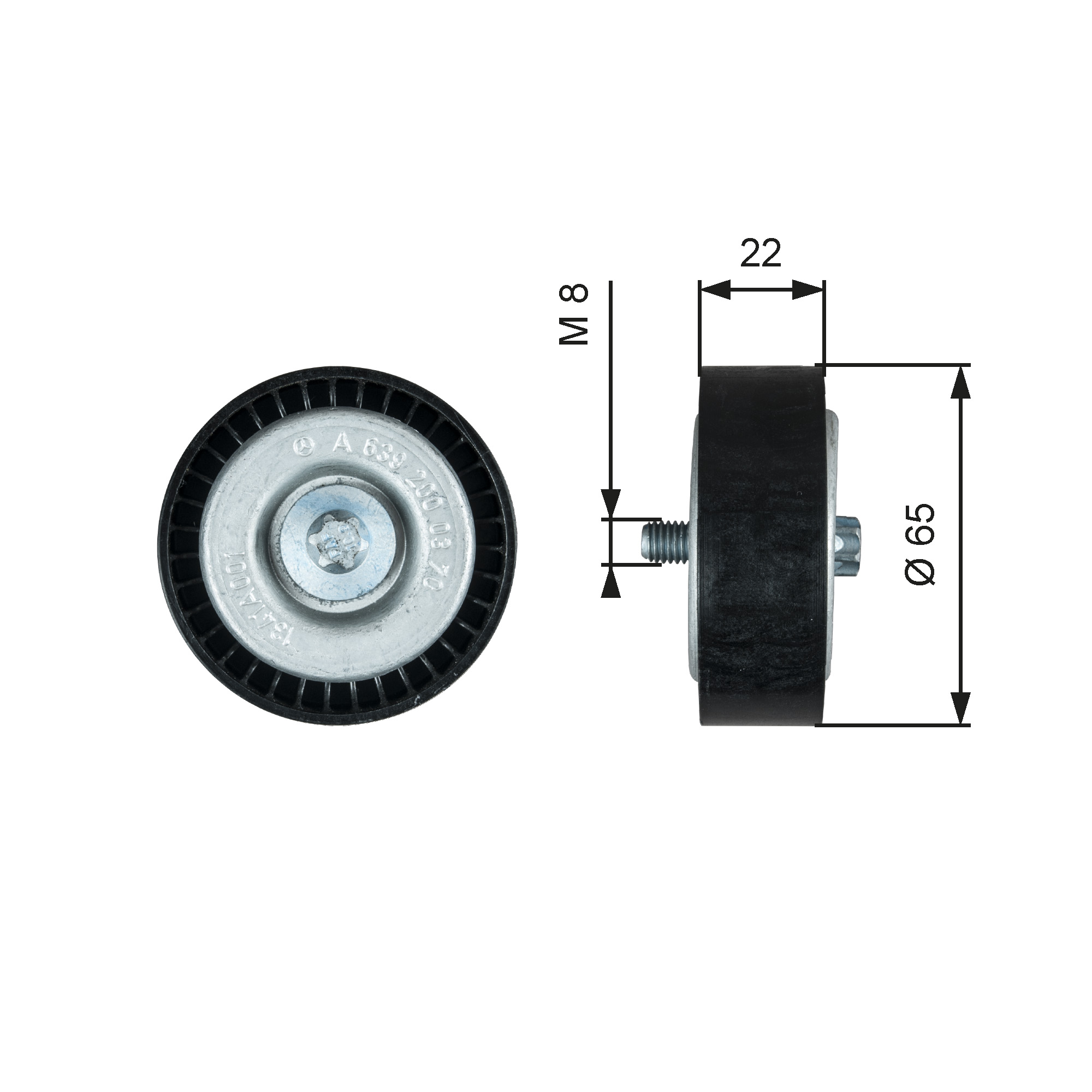 GATES Medløberhjul, multi-V-rem t36734 for SMART MITSUBISHI