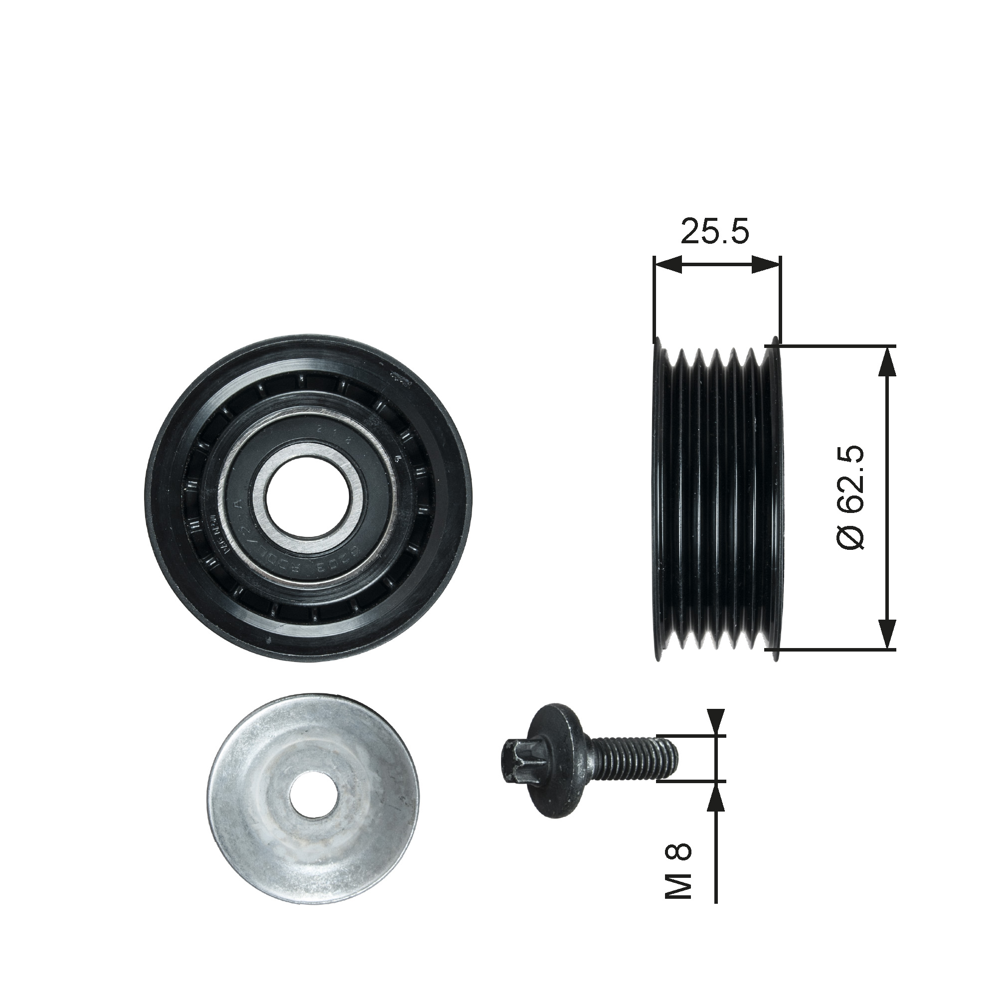 GATES Medløberhjul, multi-V-rem t36736 for JEEP SUZUKI