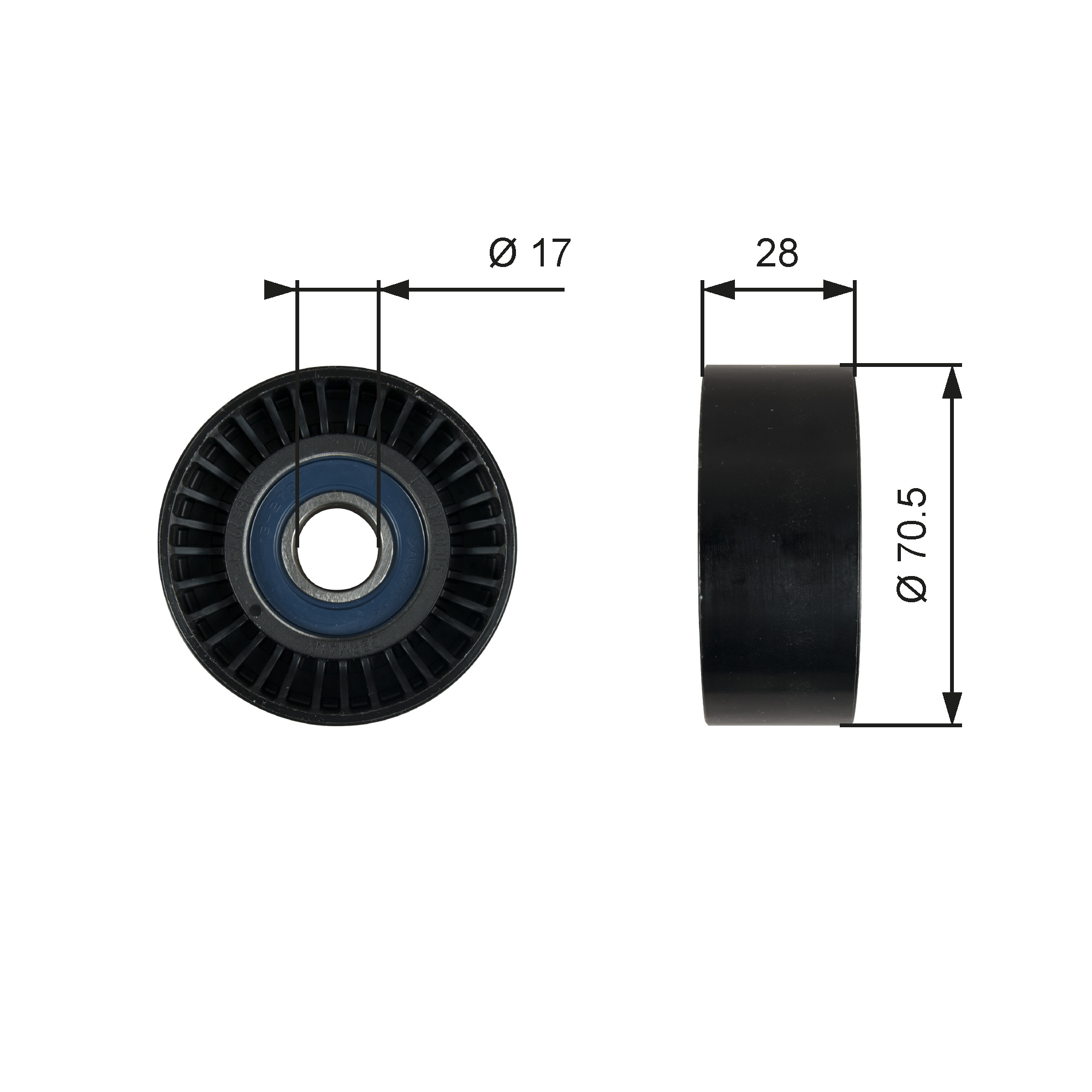 GATES Medløberhjul, multi-V-rem t36759 for ALPINE