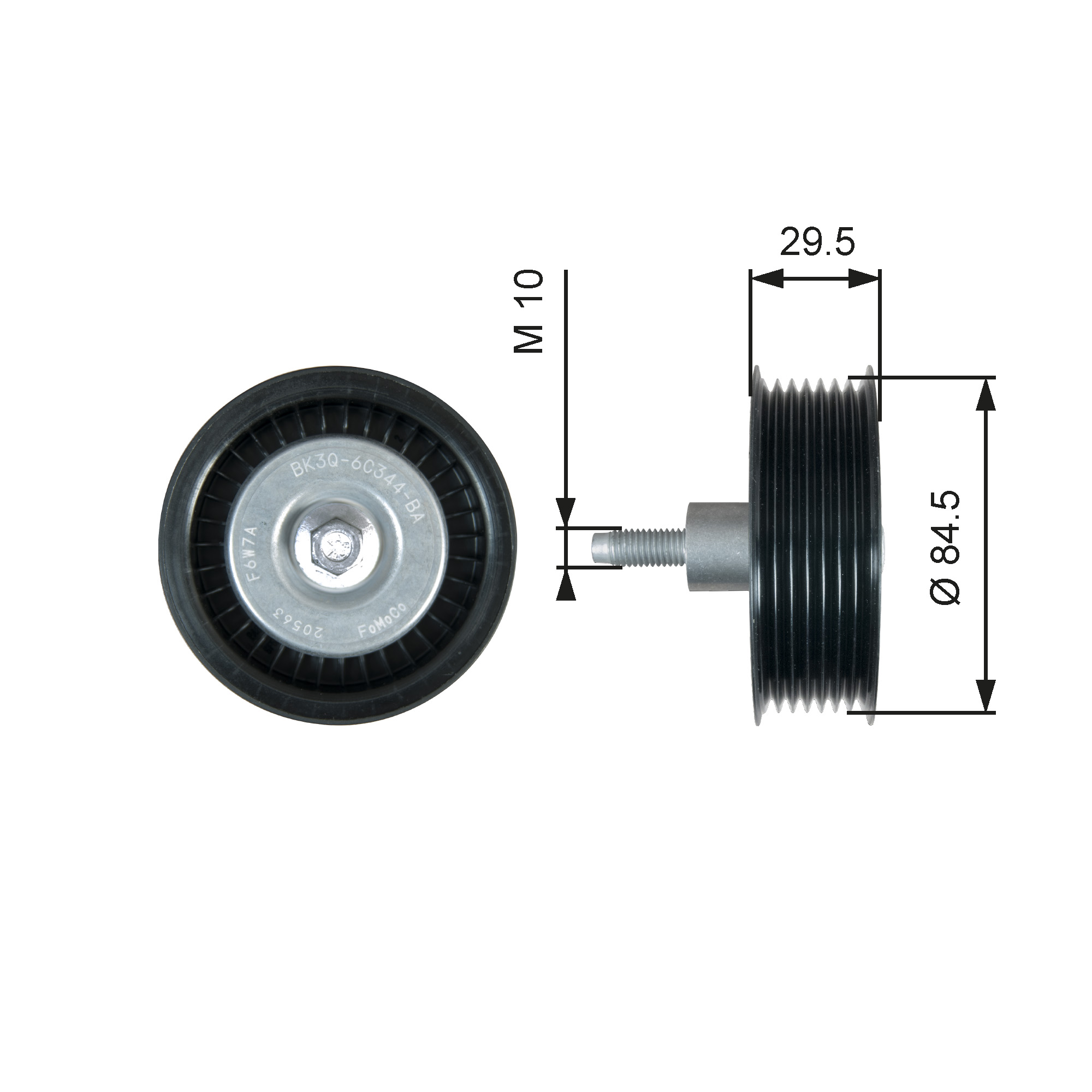 GATES Medløberhjul, multi-V-rem t36536 for FORD ASIA & OCEANIA MAZDA