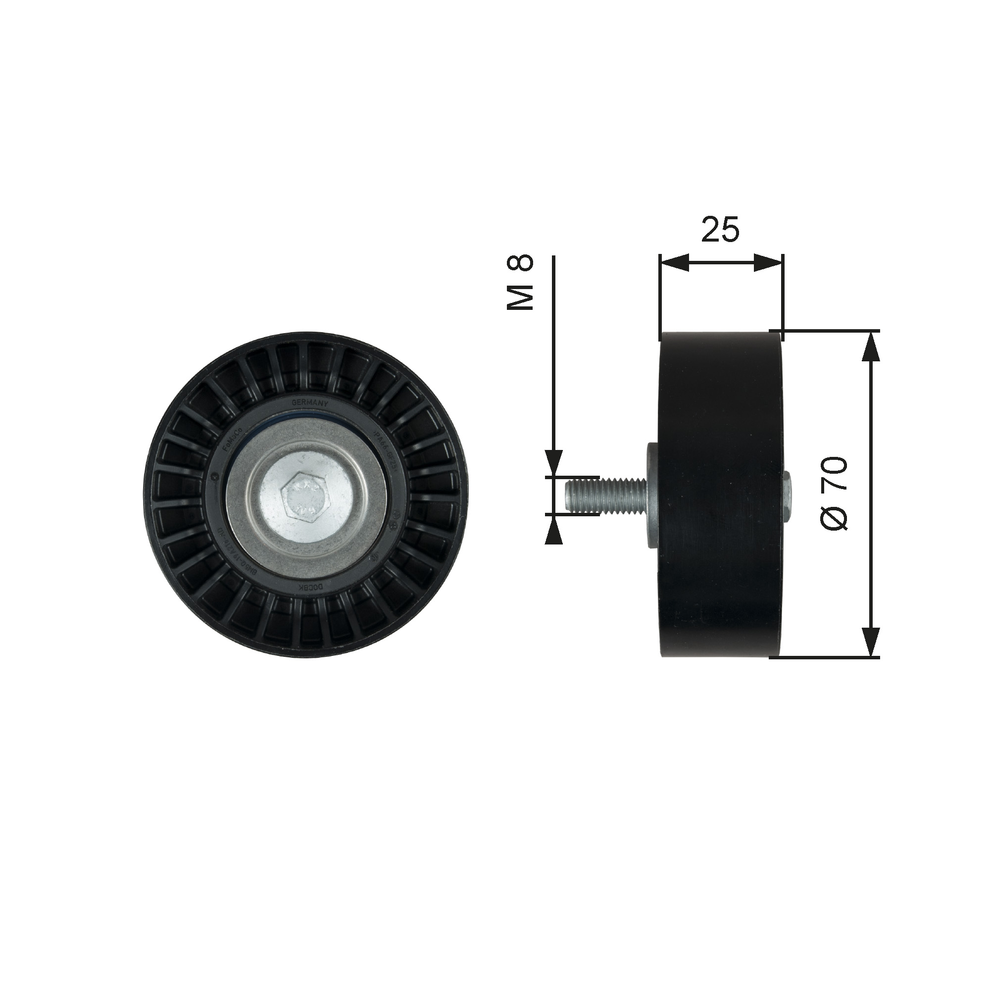 GATES Medløberhjul, multi-V-rem t36768 for FORD VOLVO