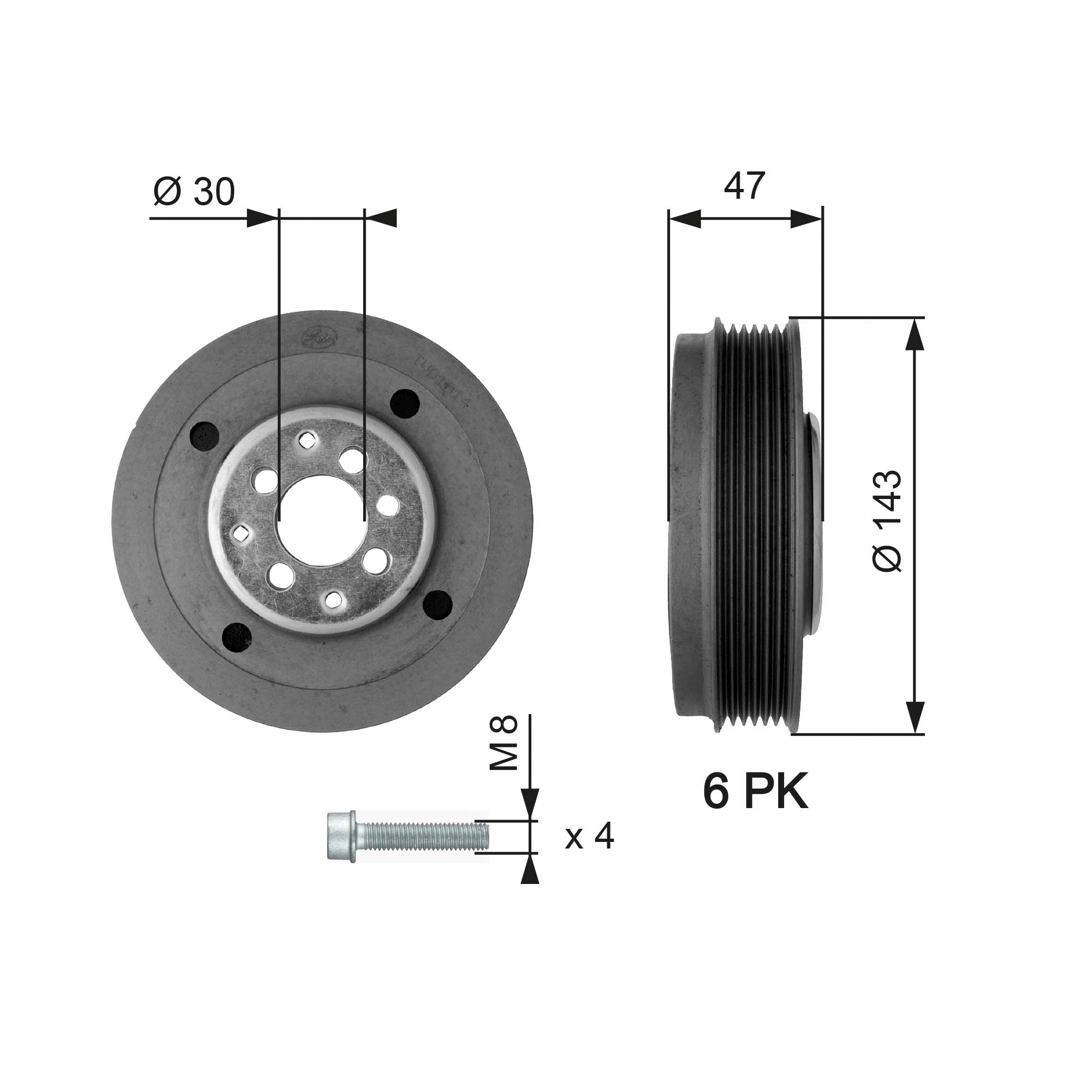 GATES Remskive, krumtapaksel tvd1014a for FORD AUDI
