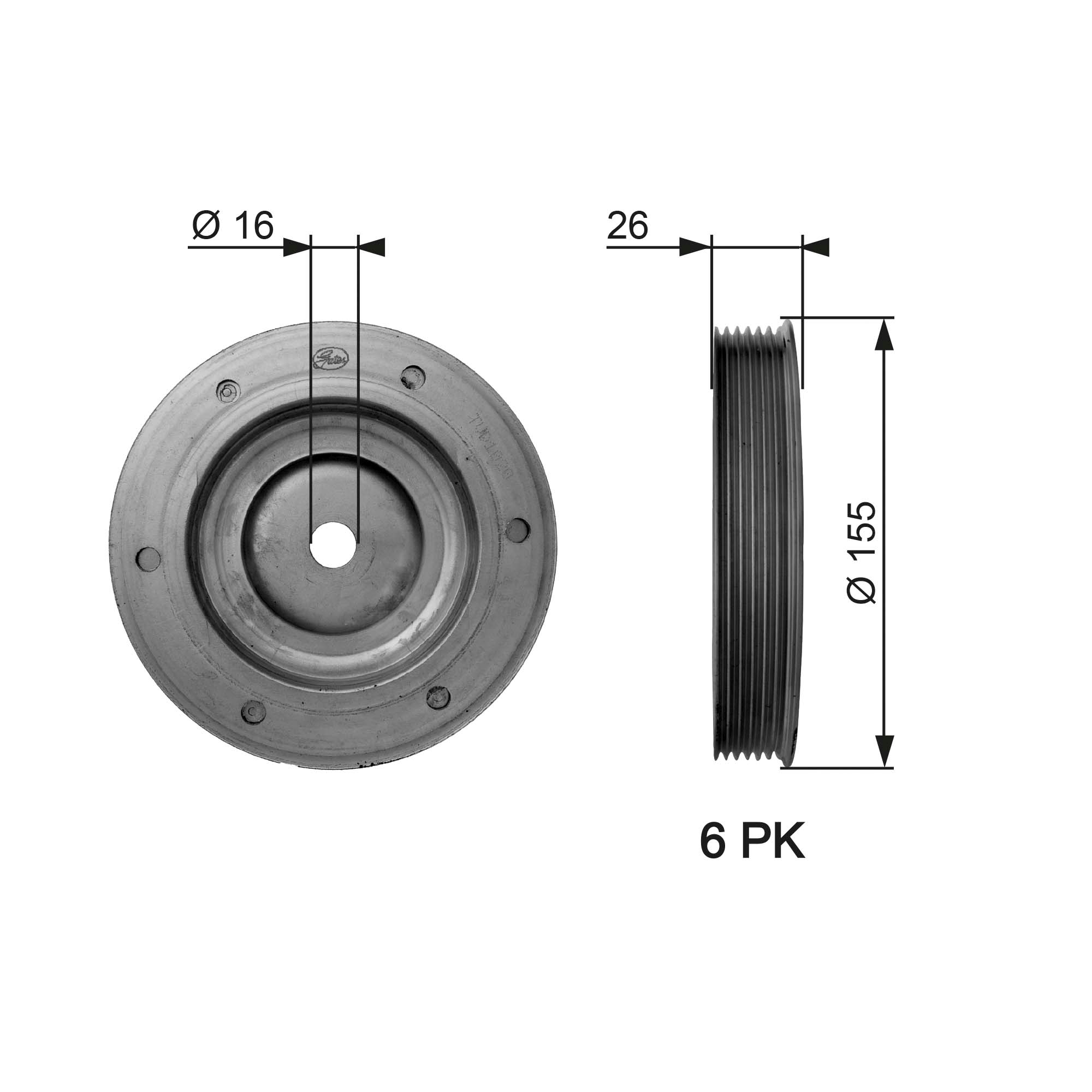 GATES Remskive, krumtapaksel tvd1020 for FORD VOLVO PEUGEOT CITROËN