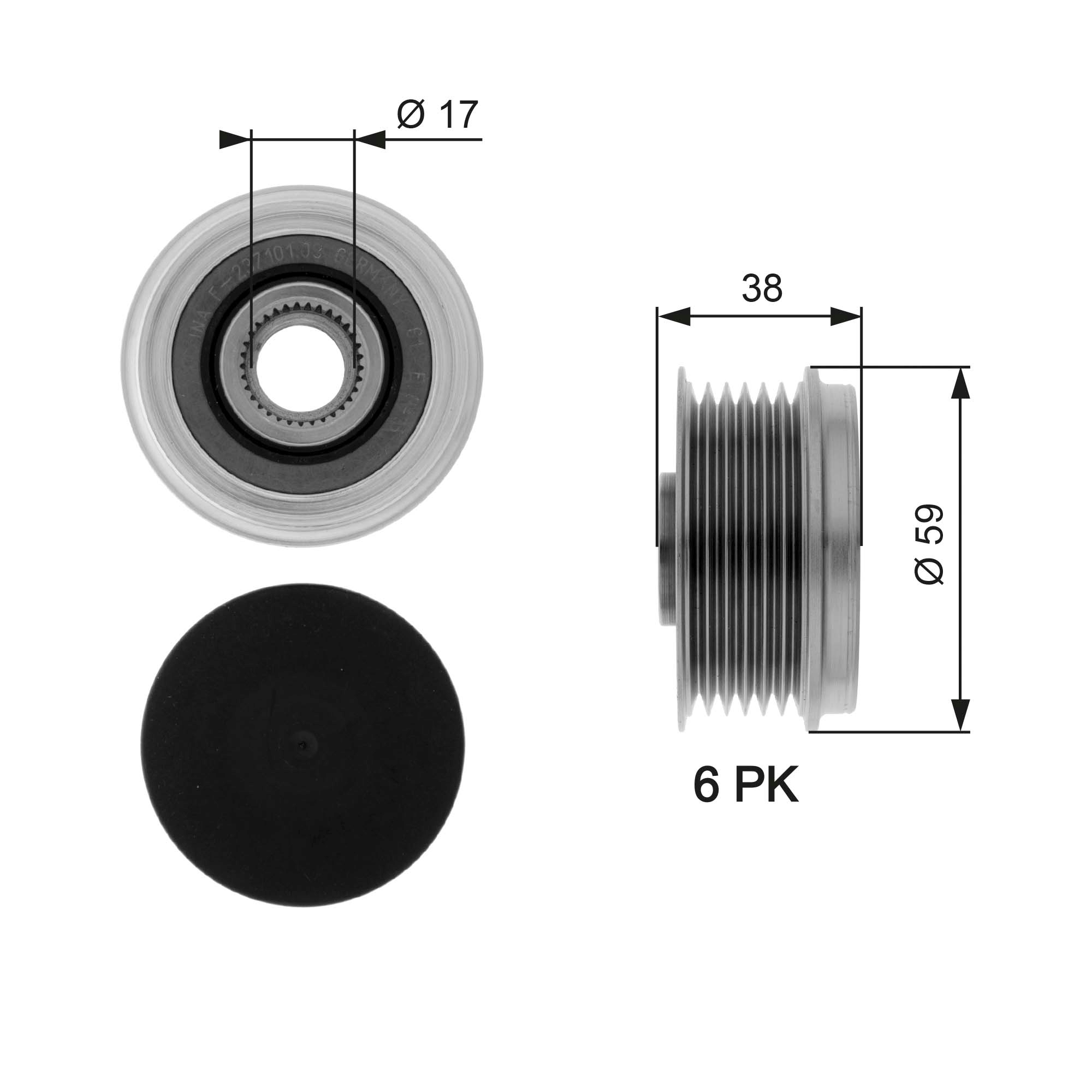 GATES Generator friløbskobling oap7039 for SUZUKI VAUXHALL FORD LANCIA FIAT