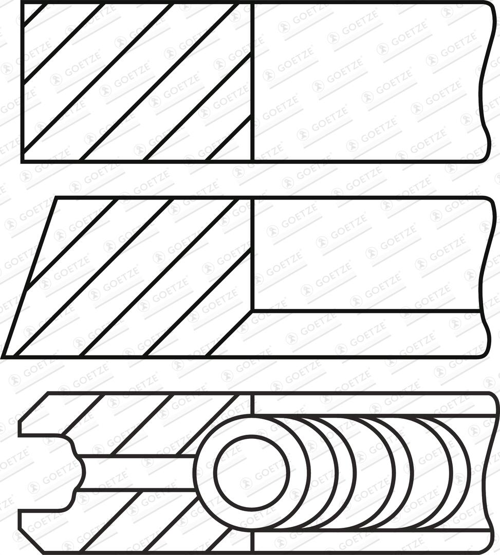 GOETZE ENGINE Stempelringsæt 0845140010 for PORSCHE VAG