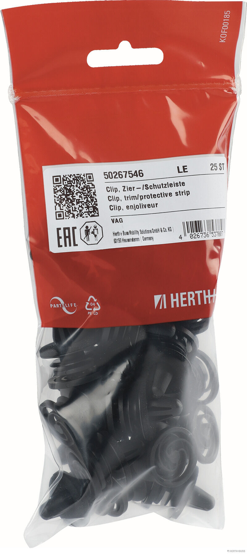 HERTH+BUSS ELPARTS Clips, side-/beskyttelseslister 50267546 A-stolpe for CUPRA