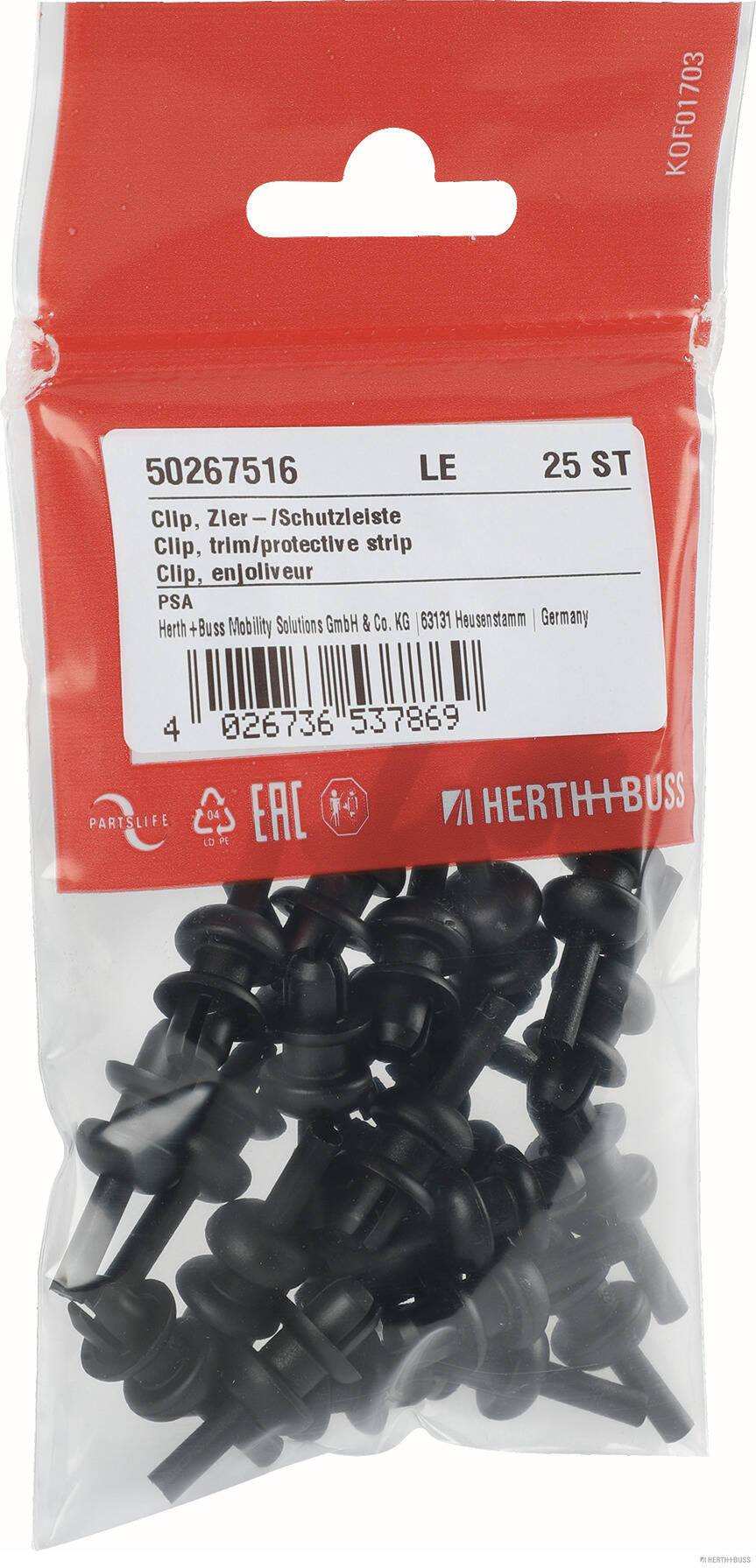HERTH+BUSS ELPARTS Clips, side-/beskyttelseslister 50267516 køretøjsende for DS