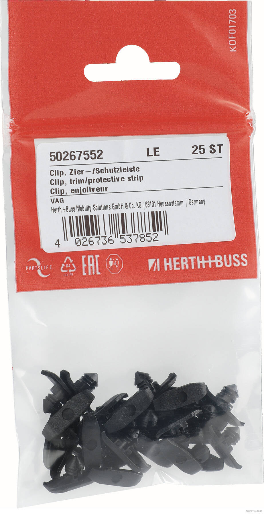 HERTH+BUSS ELPARTS Clips, side-/beskyttelseslister 50267552 Dør for CUPRA