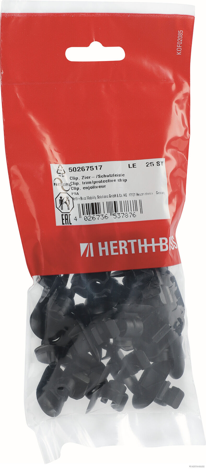 HERTH+BUSS ELPARTS Clips, side-/beskyttelseslister 50267517 Motorrum for DS GENERAL MOTORS PEUGEOT NISSAN