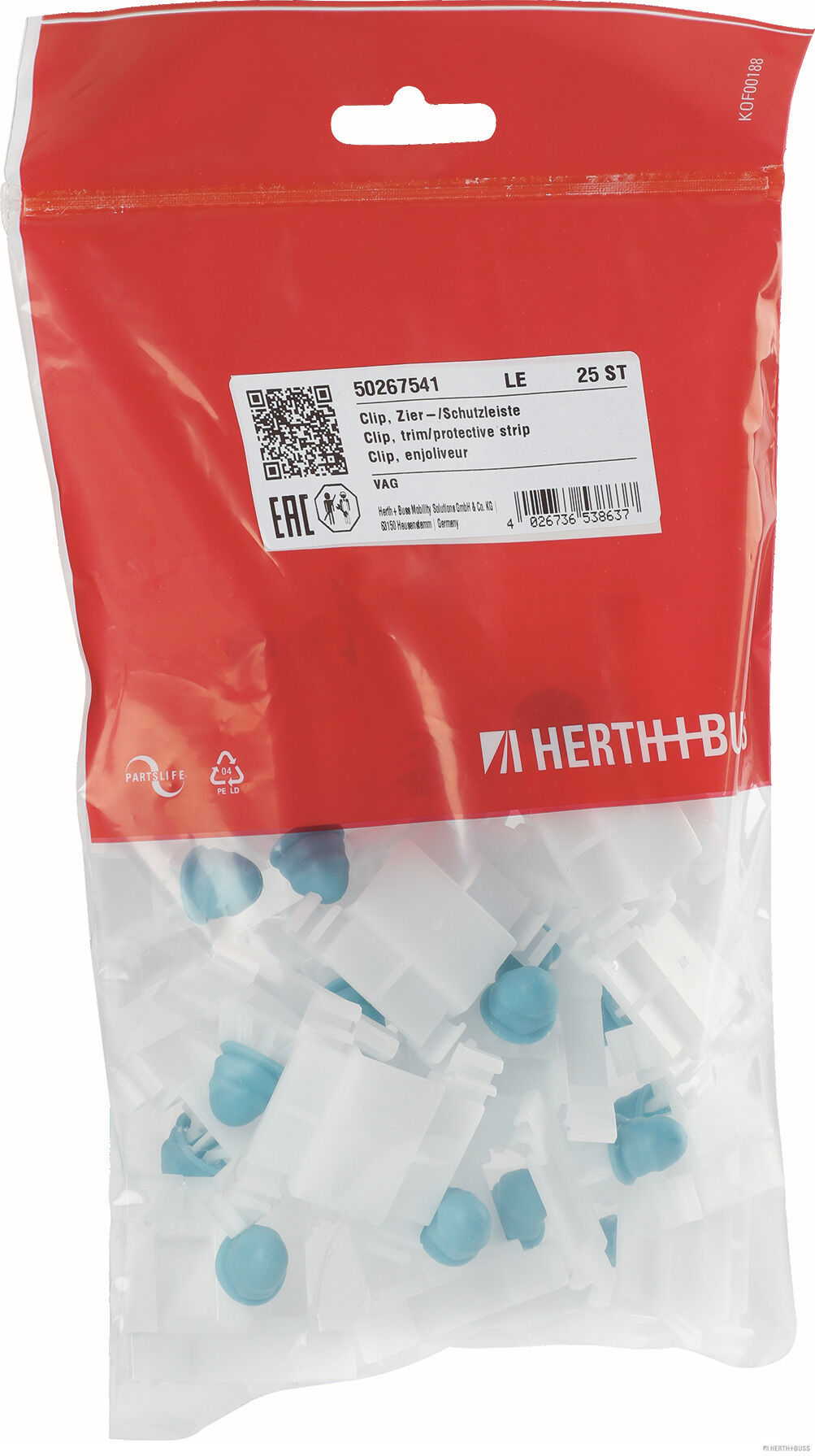 HERTH+BUSS ELPARTS Clips, side-/beskyttelseslister 50267541 væg for CUPRA