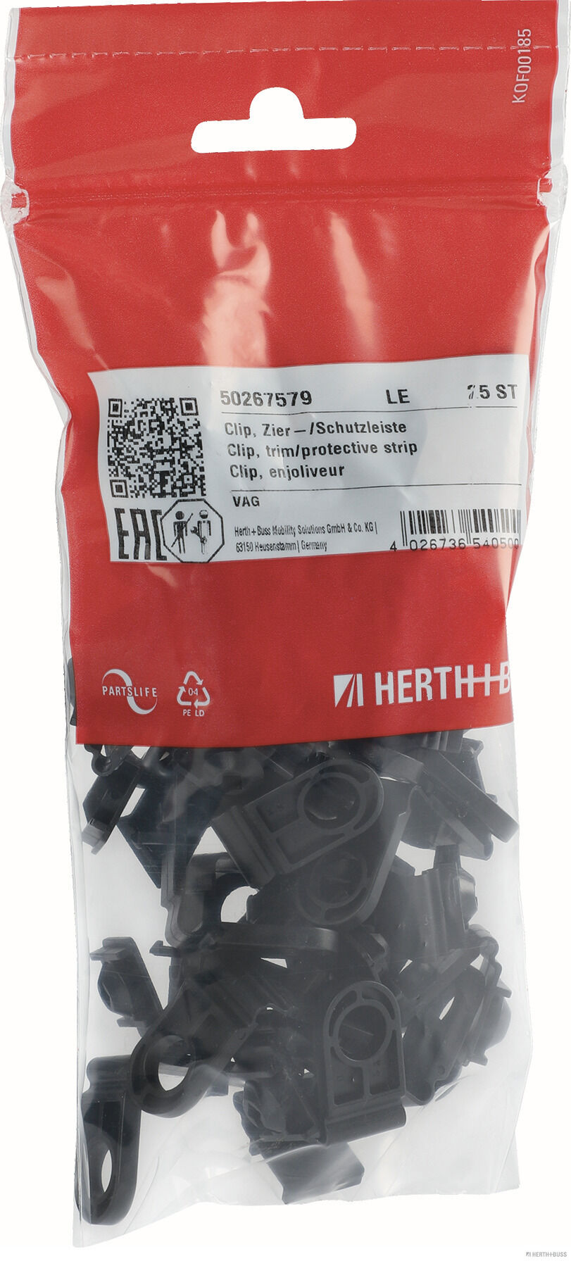 HERTH+BUSS ELPARTS Clips, side-/beskyttelseslister 50267579 Skærm for CUPRA