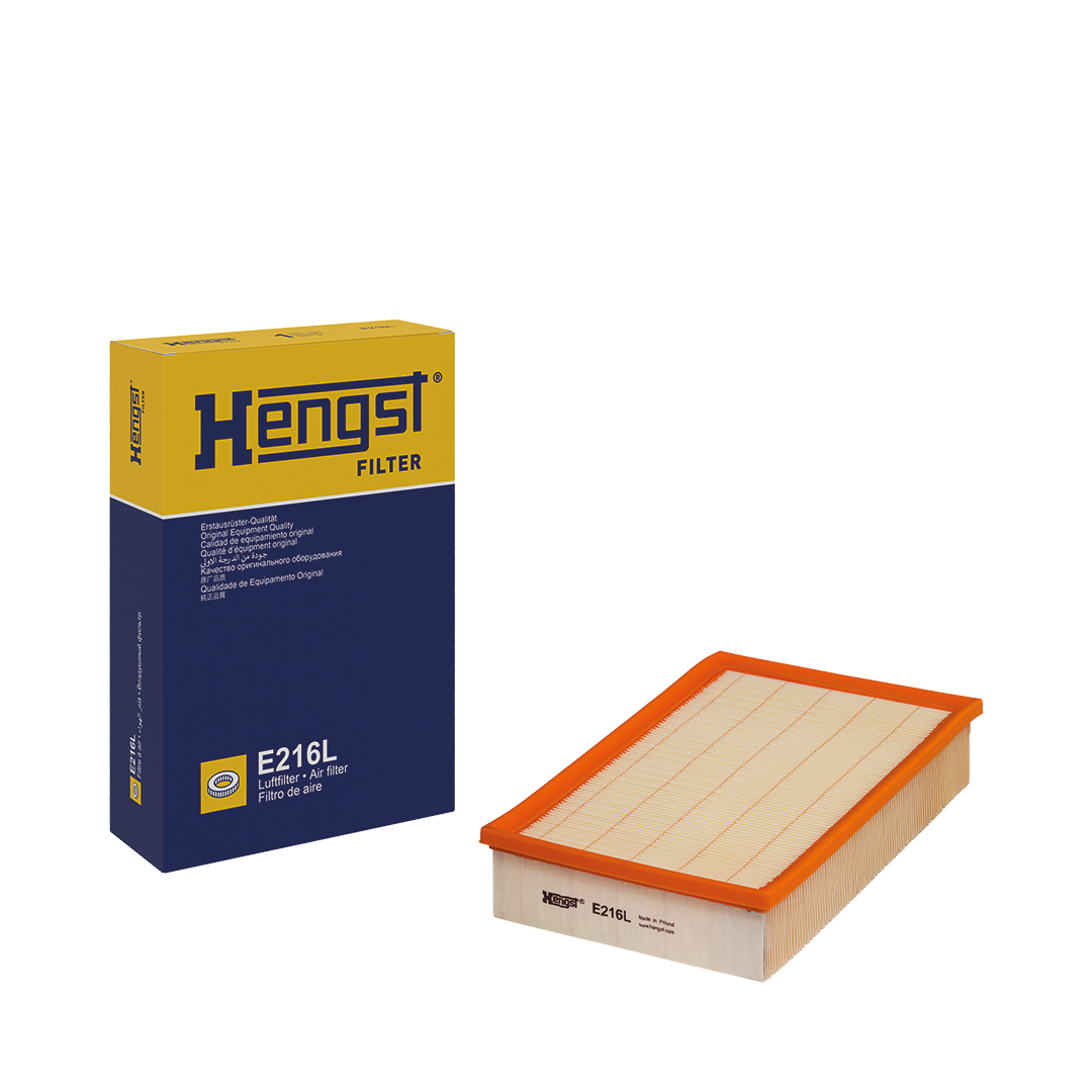 HENGST FILTER Luftfilter e216l Filterindsats length_mm_203|Længde [mm]|275 width_mm_206|Bredde [mm]|185 57mm for CITROËN VAG