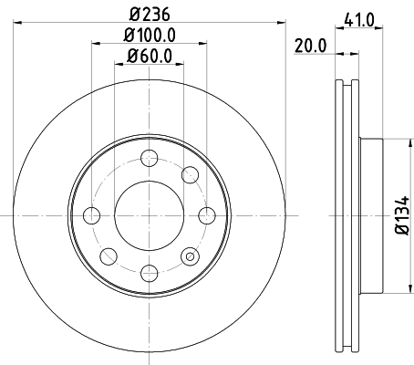 DON Bremseskive pcd11542 236mm 20mm for OPEL VAUXHALL BEDFORD BUICK (SGM) CHEVROLET DAEWOO
