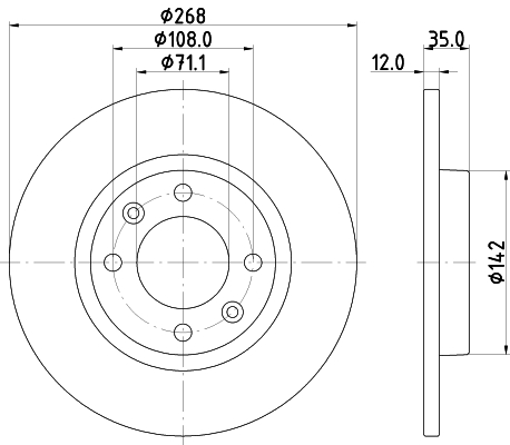 DON Bremseskive pcd21792 268mm 12mm for ABARTH OPEL JEEP