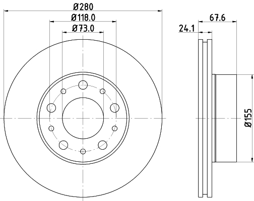 DON Bremseskive pcd19632 280mm 24mm for CITROËN PEUGEOT FIAT